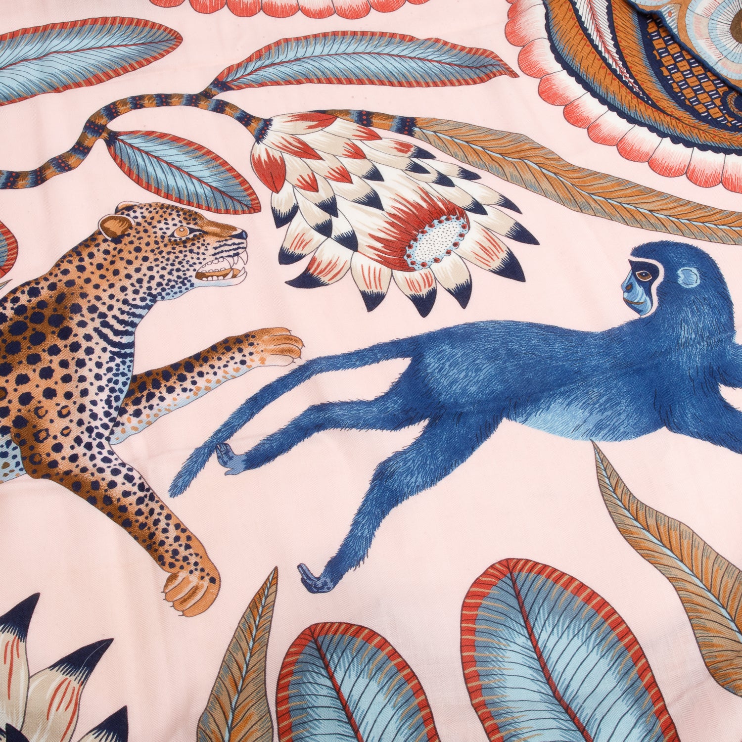 Hermes Pink/Blue Multicolor 'The Savana Dance' Cashmere Silk Shawl 140