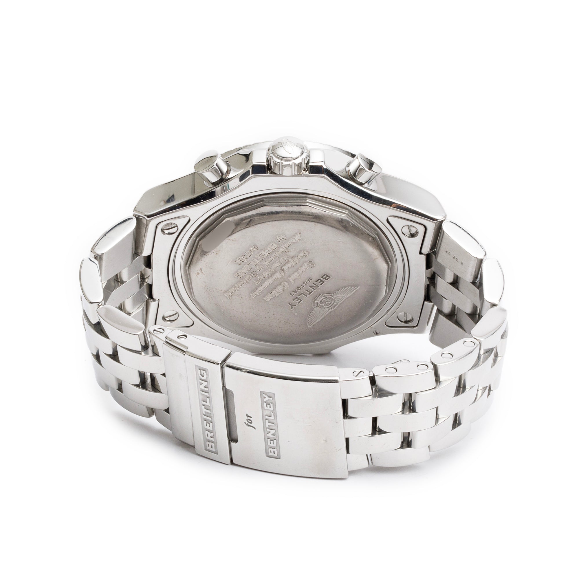 Breitling Stainless Steel Bentley GMT 49 MM Automatic Chronograph White Dial Watch A47362 w/ Box & Papers