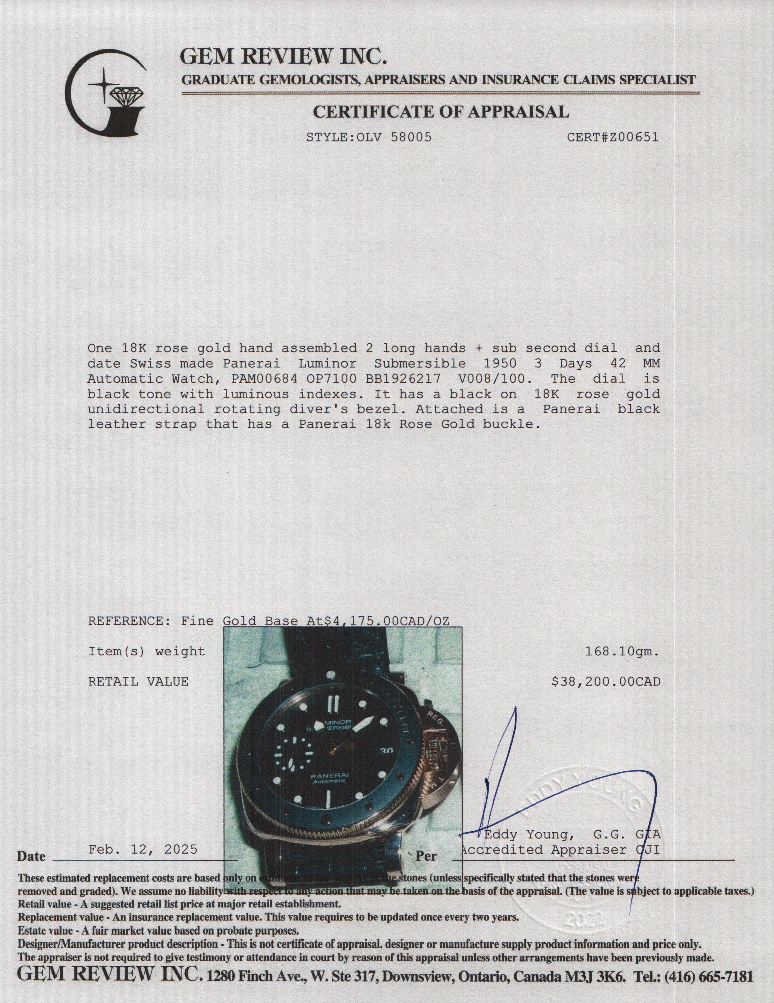 Panerai 18k Rose Gold Luminor Submersible 1950 3 Days 42 MM Automatic Watch PAM00684 w/ Box, Papers & Extra Straps