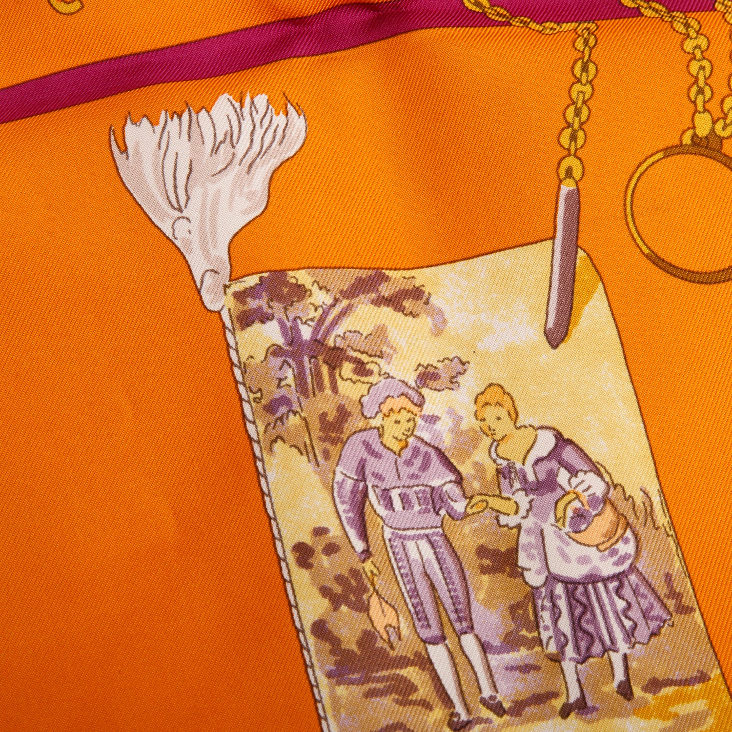 Hermes Orange'Carnet De Bal' Silk Scarf 90 w/ Box