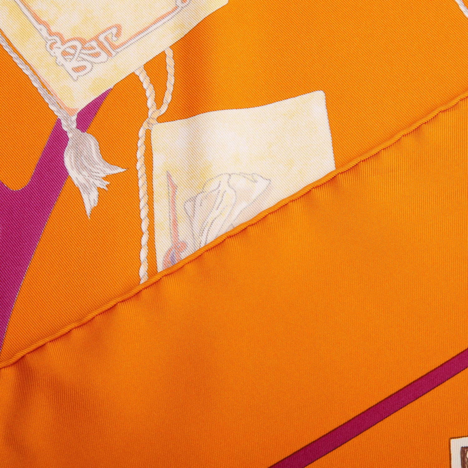 Hermes Orange'Carnet De Bal' Silk Scarf 90 w/ Box