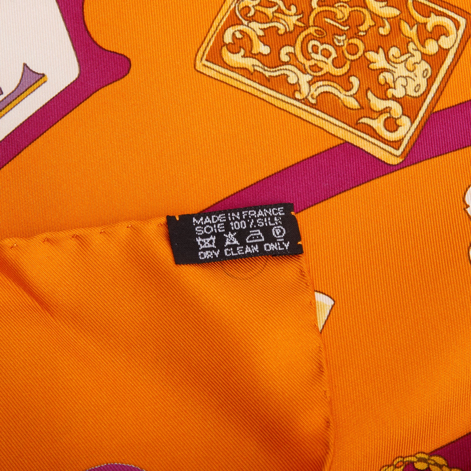 Hermes Orange'Carnet De Bal' Silk Scarf 90 w/ Box