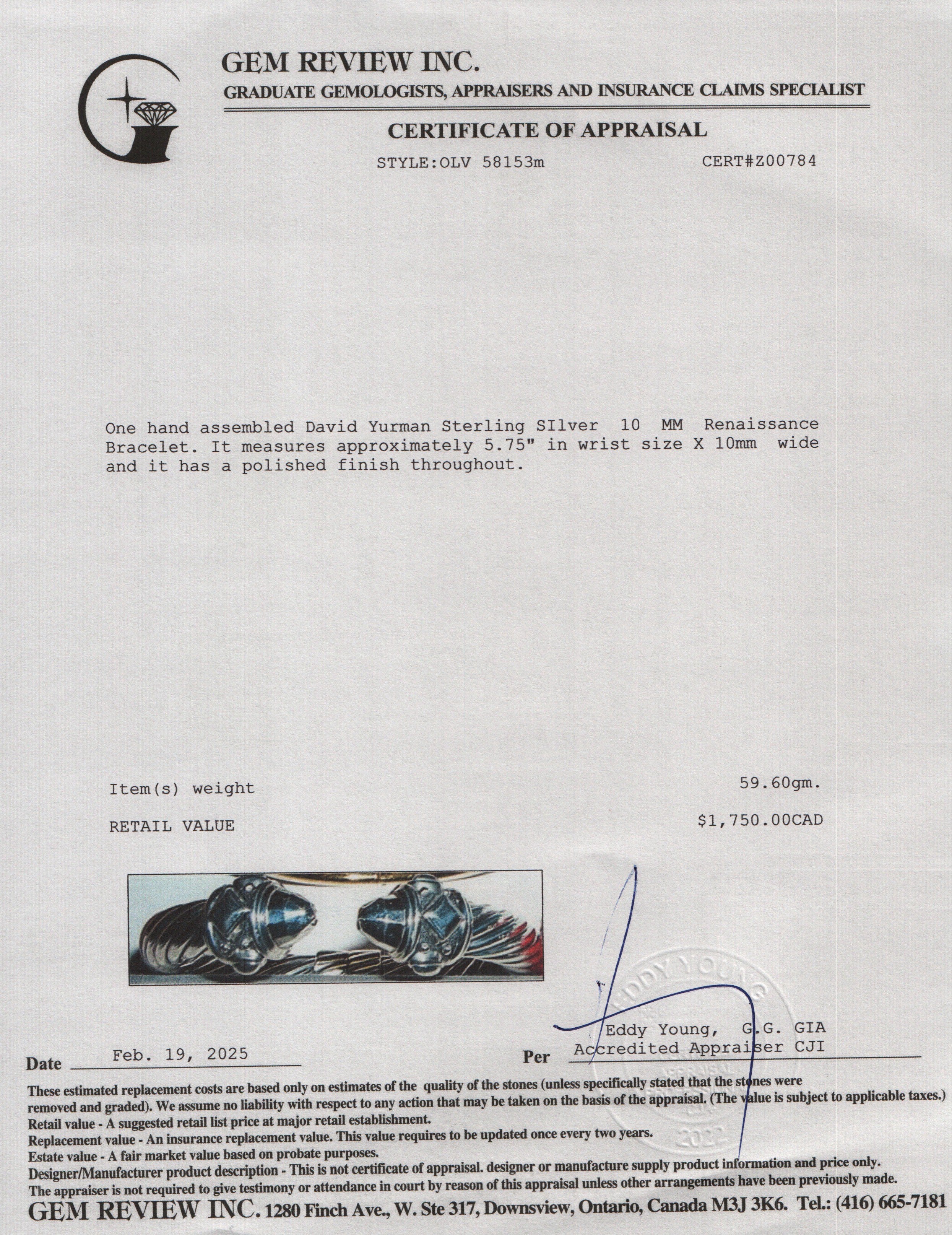 David Yurman Sterling Silver 10 MM Renaissance Bracelet