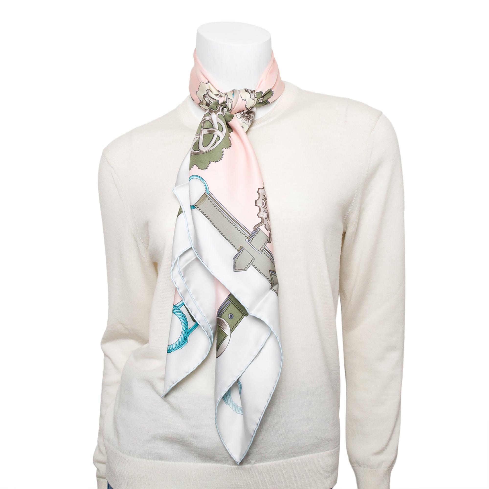 Hermes Pink/Multicolor 'Cuivreries' Silk Scarf 90 w/ Box