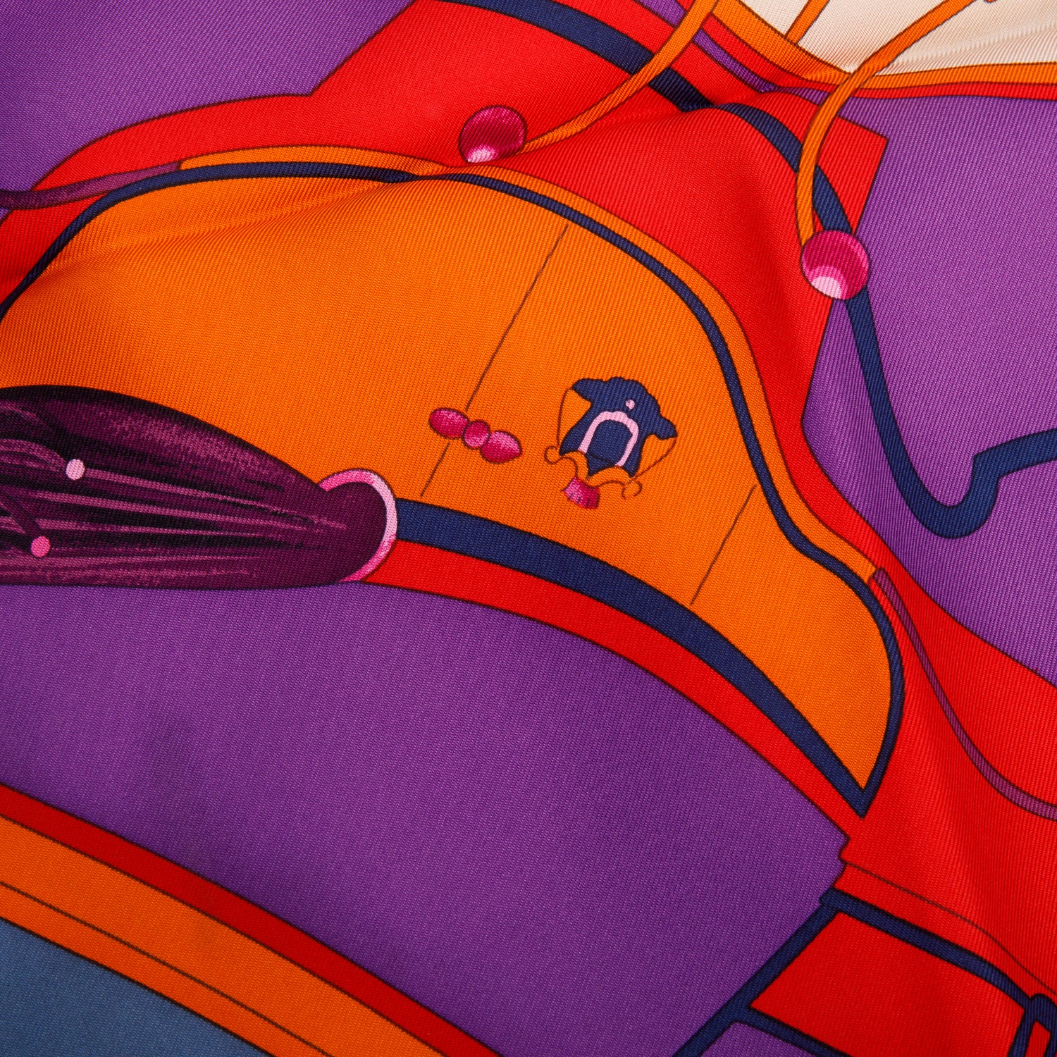 Hermes Purple/Multicolor 'Springs' Silk Scarf 90 w/ Box