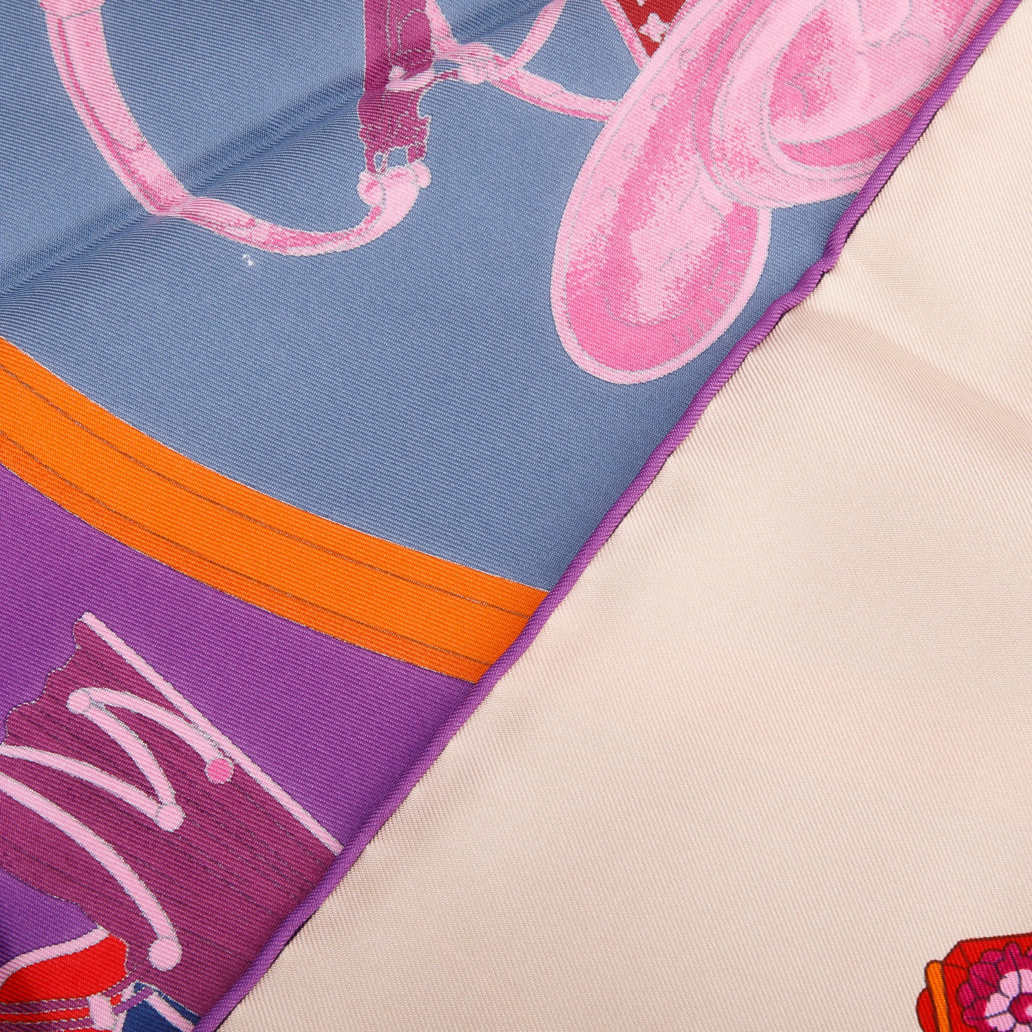 Hermes Purple/Multicolor 'Springs' Silk Scarf 90 w/ Box