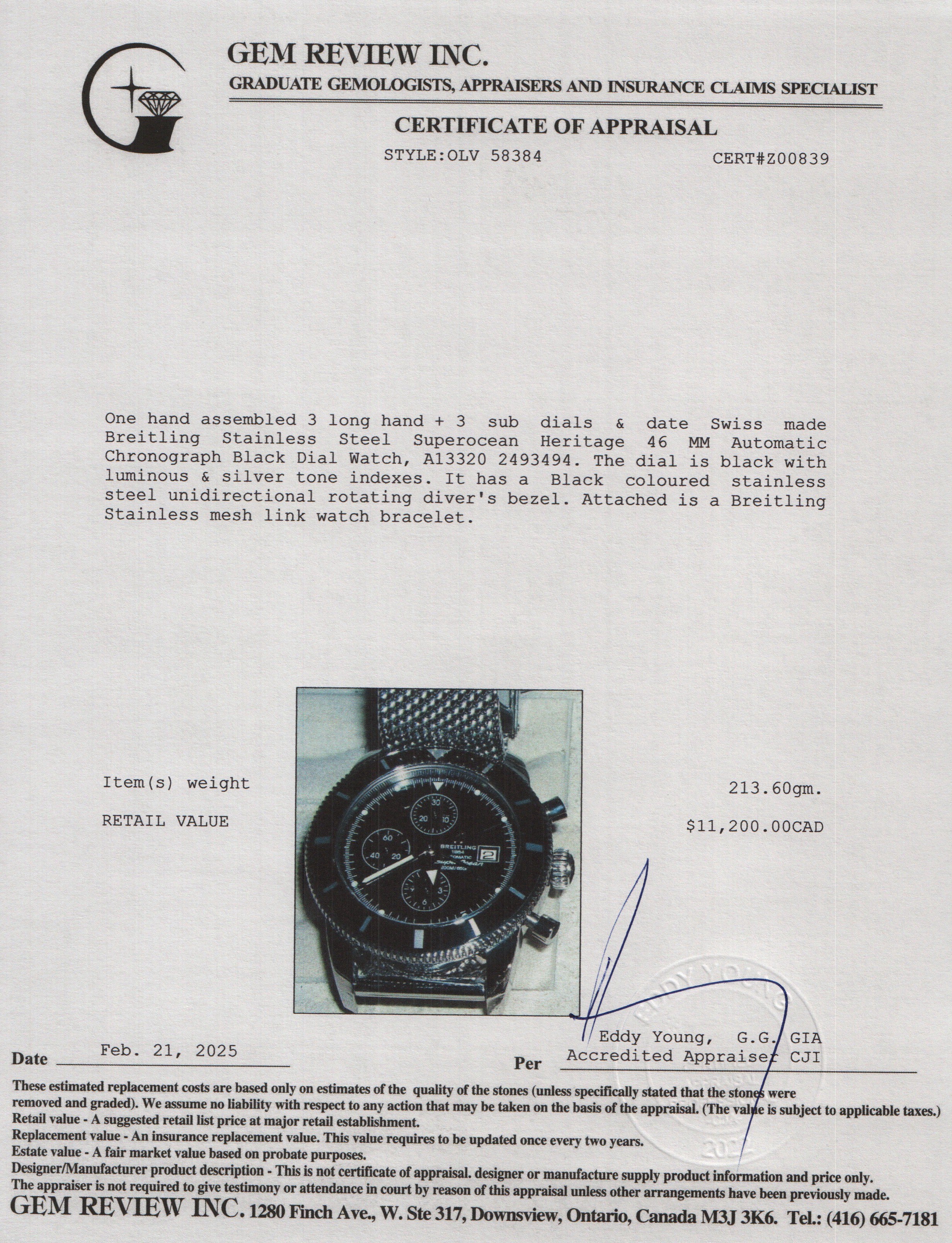 Breitling Stainless Steel Superocean Heritage 46 MM Automatic Chronograph Black Dial Watch A13320 w/ Box
