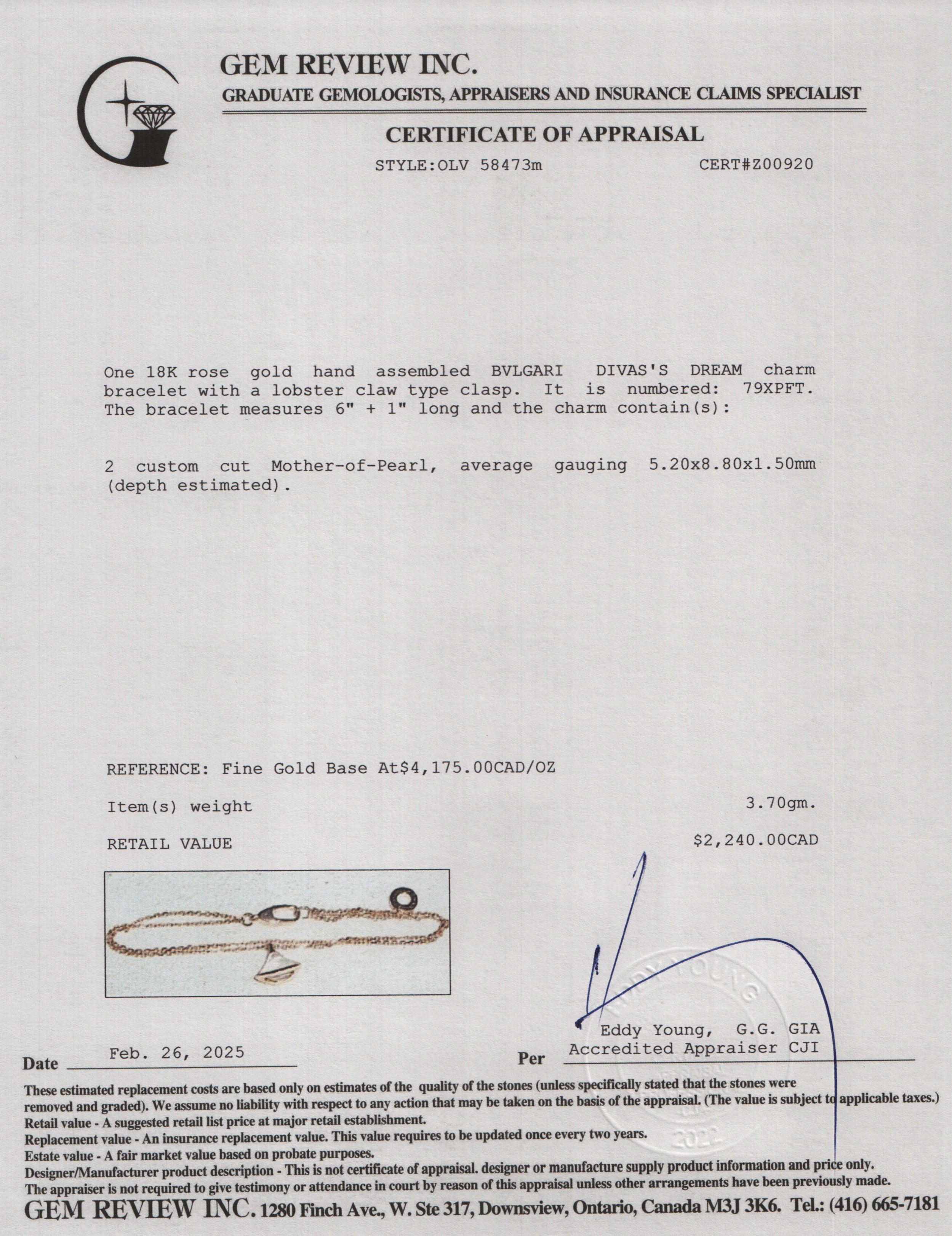 BVLGARI 2024 18k Rose Gold Pave Diamond Diva's Dream Bracelet w/ Pouch & Certificate