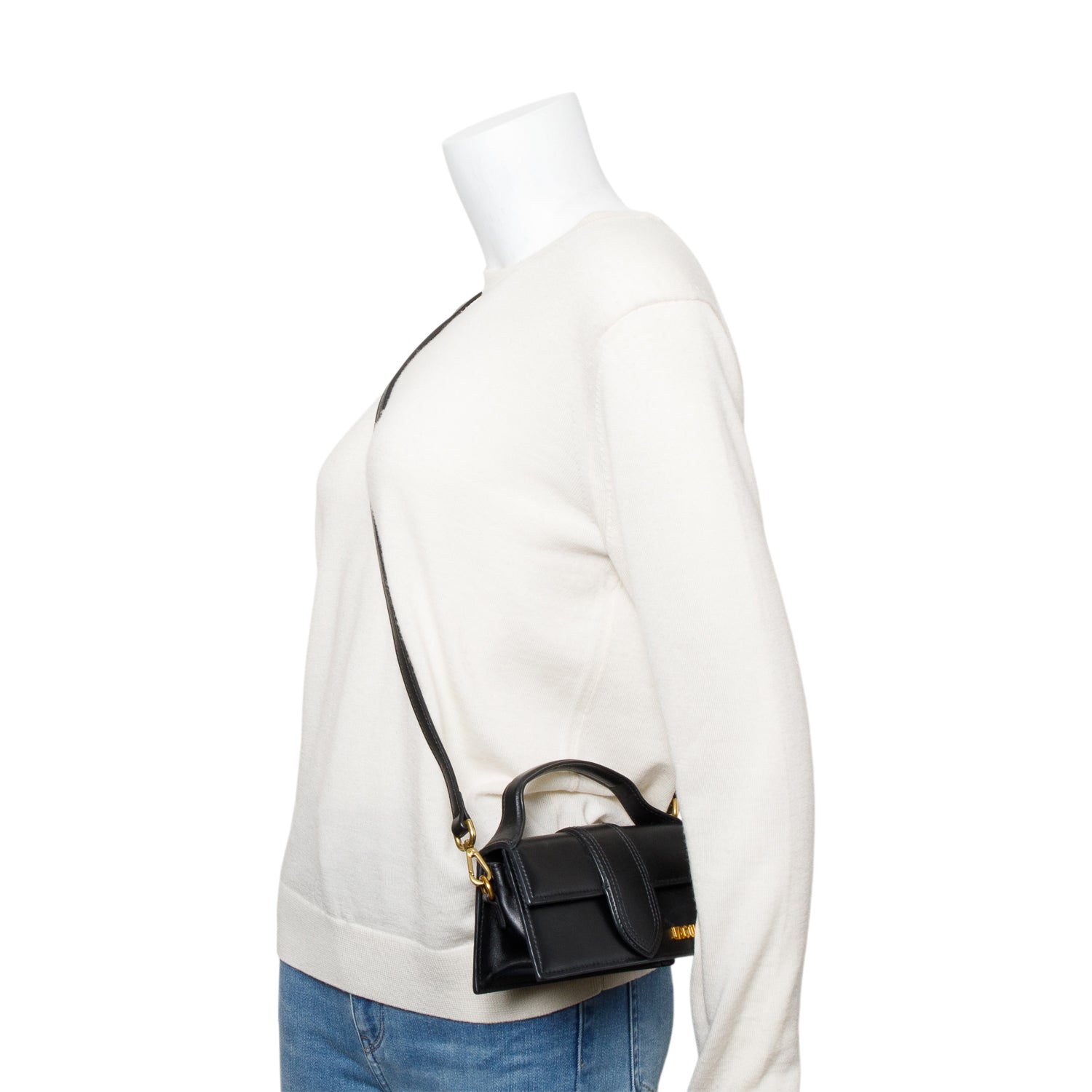 Jacquemus Black Leather Le Bambino Bag w/ Strap