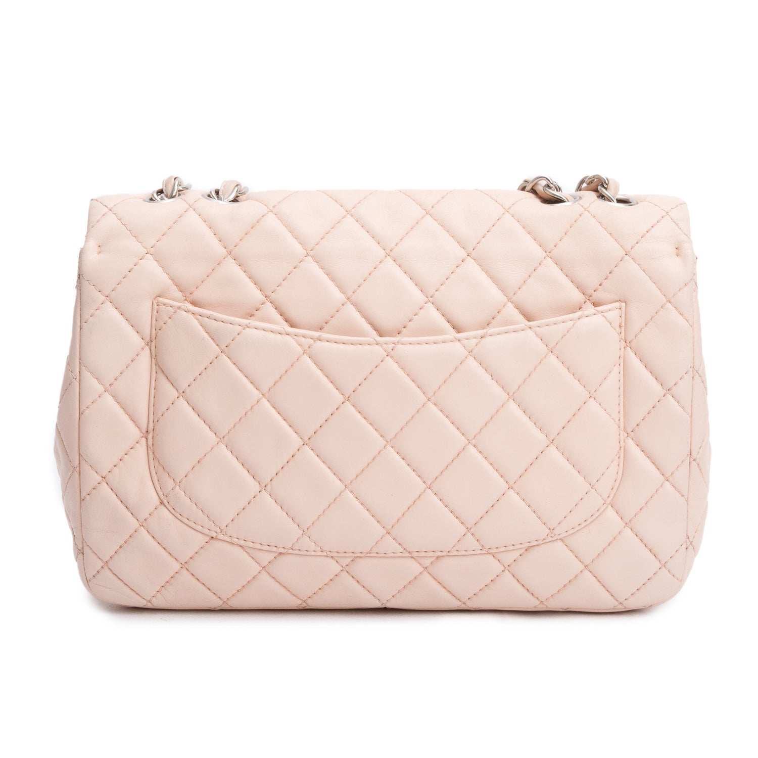 Chanel Pink Quilted Lambskin Leather Classic Jumbo Single Flap Bag