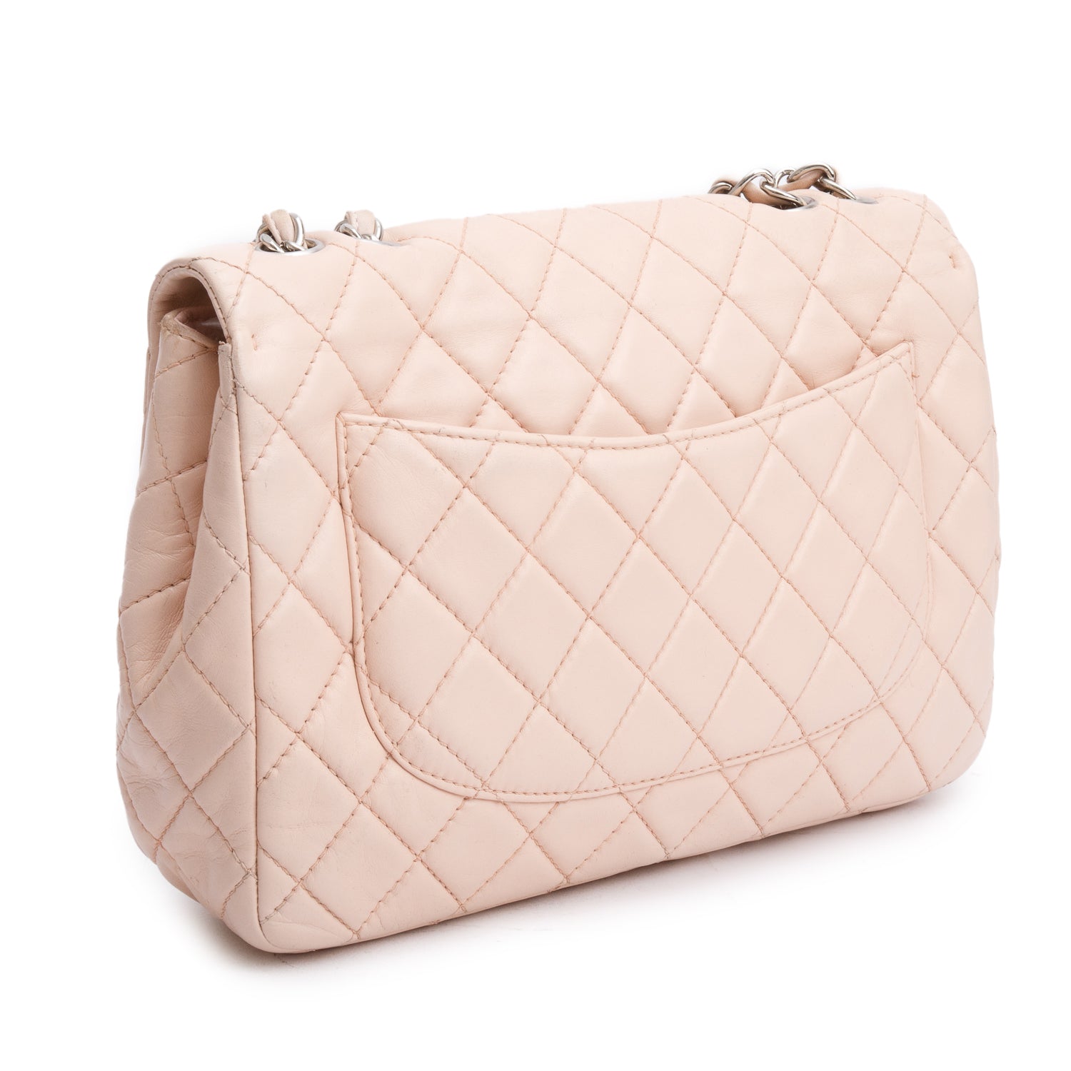 Chanel Pink Quilted Lambskin Leather Classic Jumbo Single Flap Bag