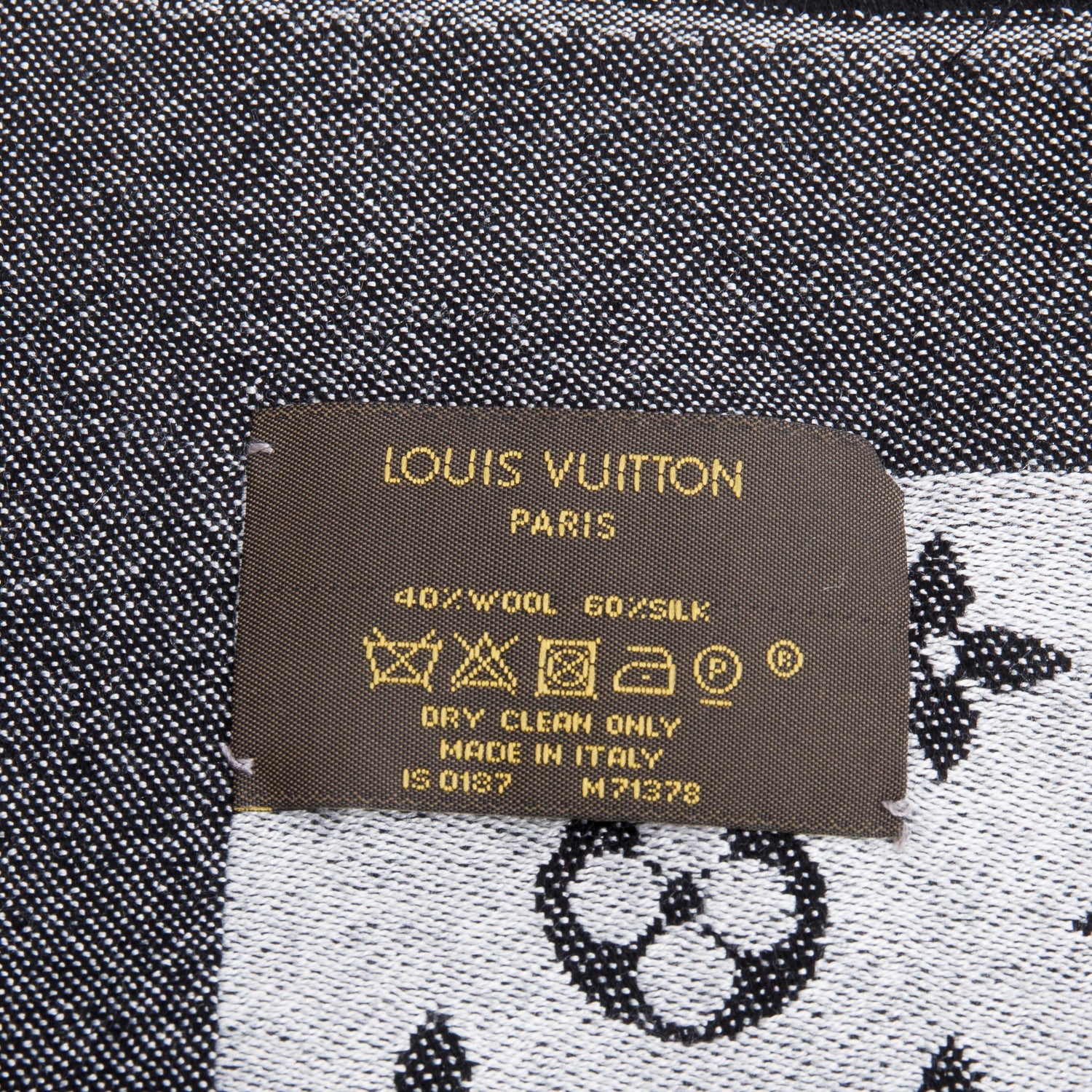 Louis Vuitton Grey/Black Monogram Denim Shine Shawl Scarf w/ Box