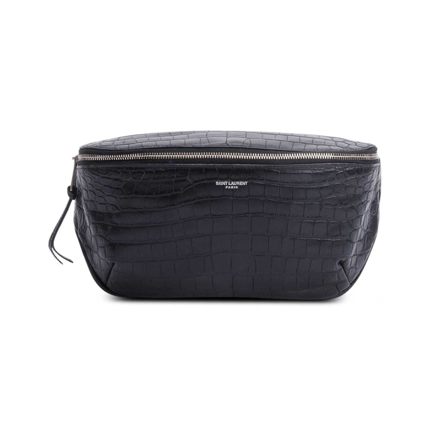 Saint Laurent Black Croc-Embossed Leather Marsupio Belt Bag w/ Box