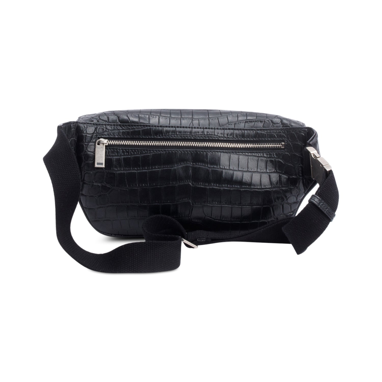Saint Laurent Black Croc-Embossed Leather Marsupio Belt Bag w/ Box