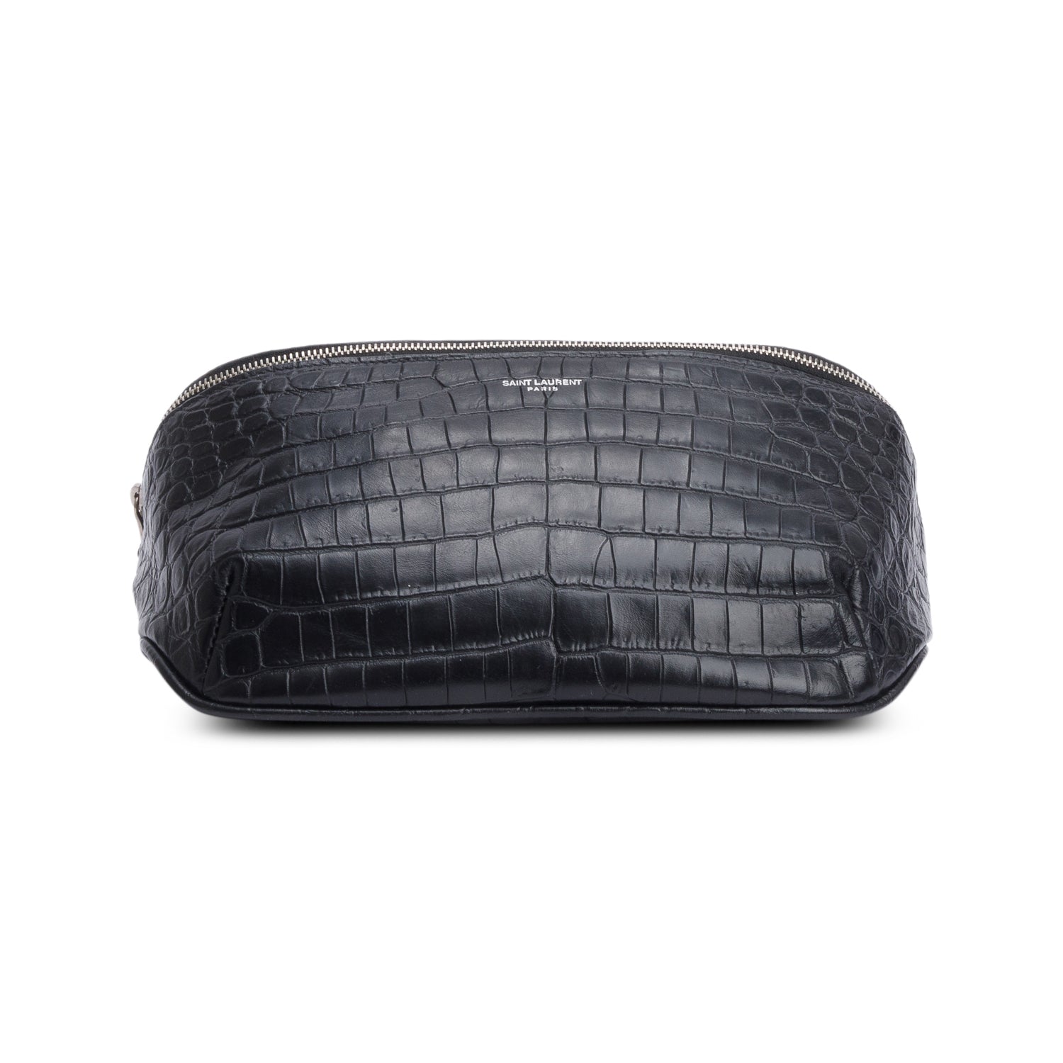 Saint Laurent Black Croc-Embossed Leather Marsupio Belt Bag w/ Box