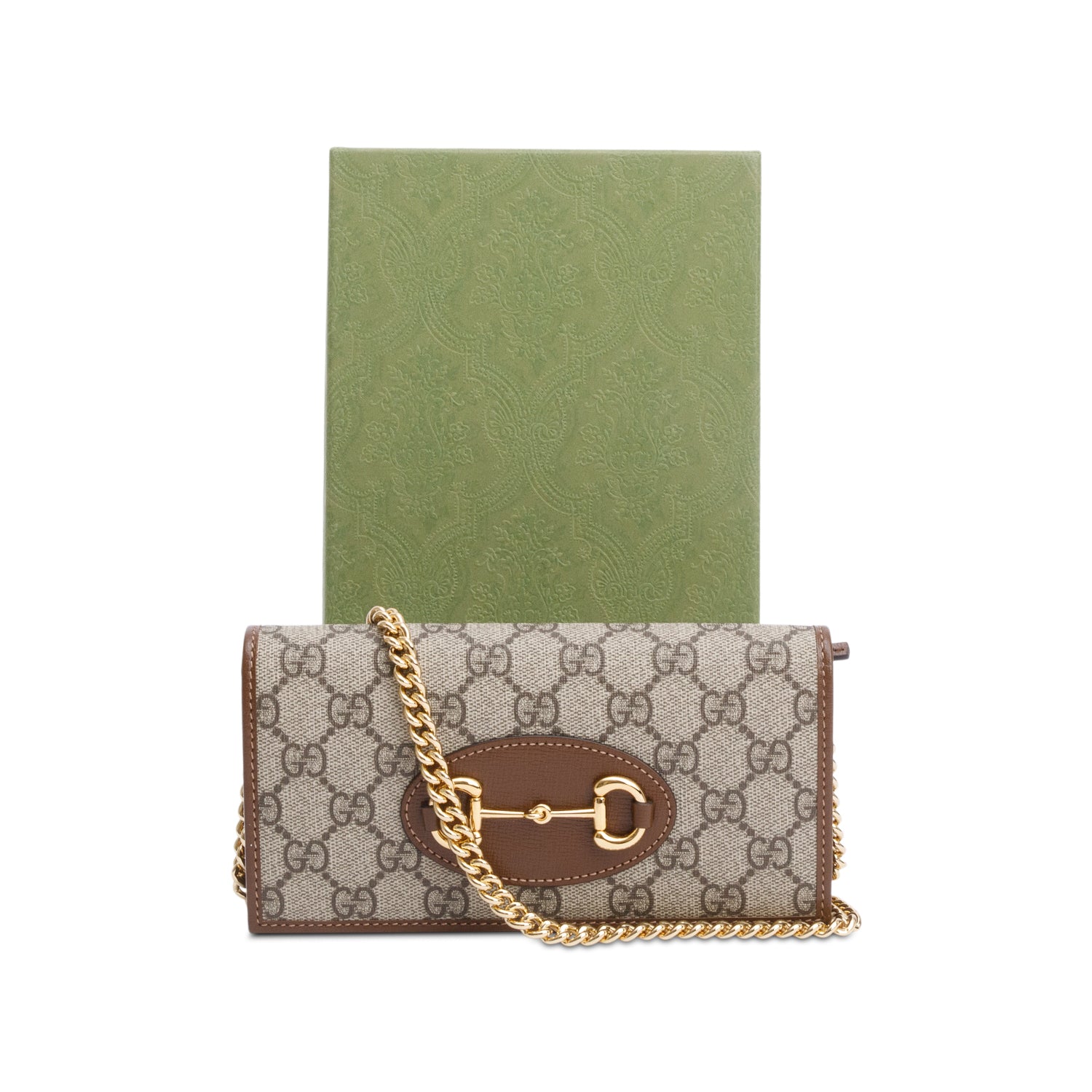 Gucci GG Supreme Horsebit 1955 Wallet on Chain w/ Box