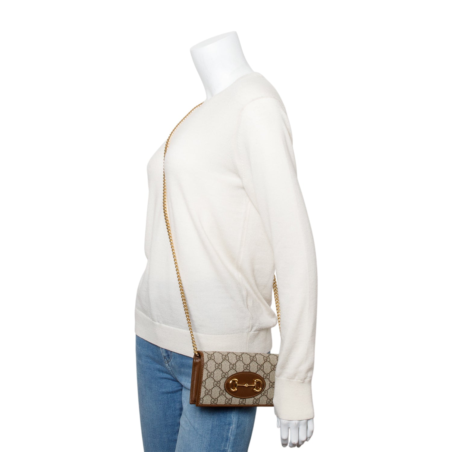 Gucci GG Supreme Horsebit 1955 Wallet on Chain w/ Box