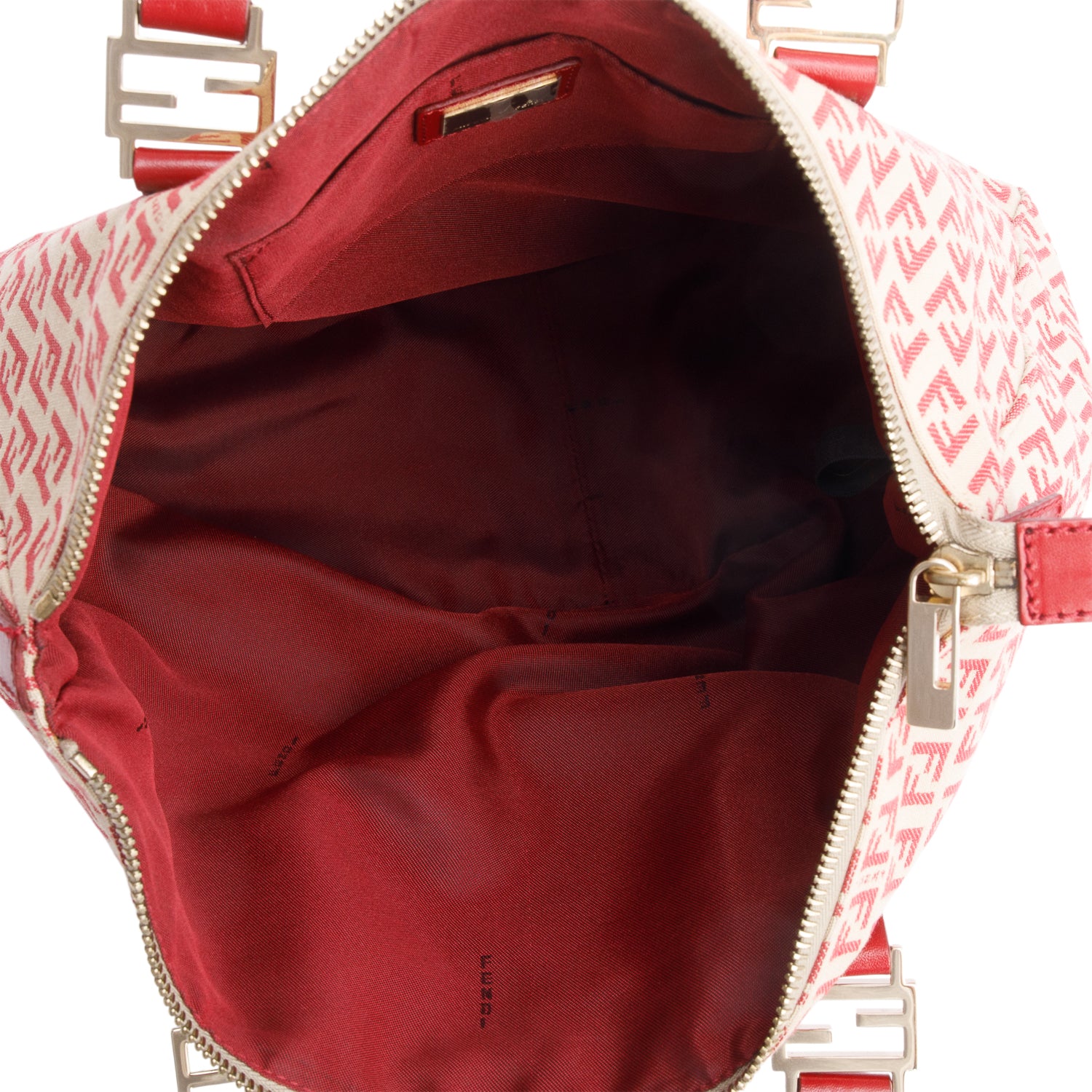 Fendi Red Zucchino FF Canvas Vintage Tote