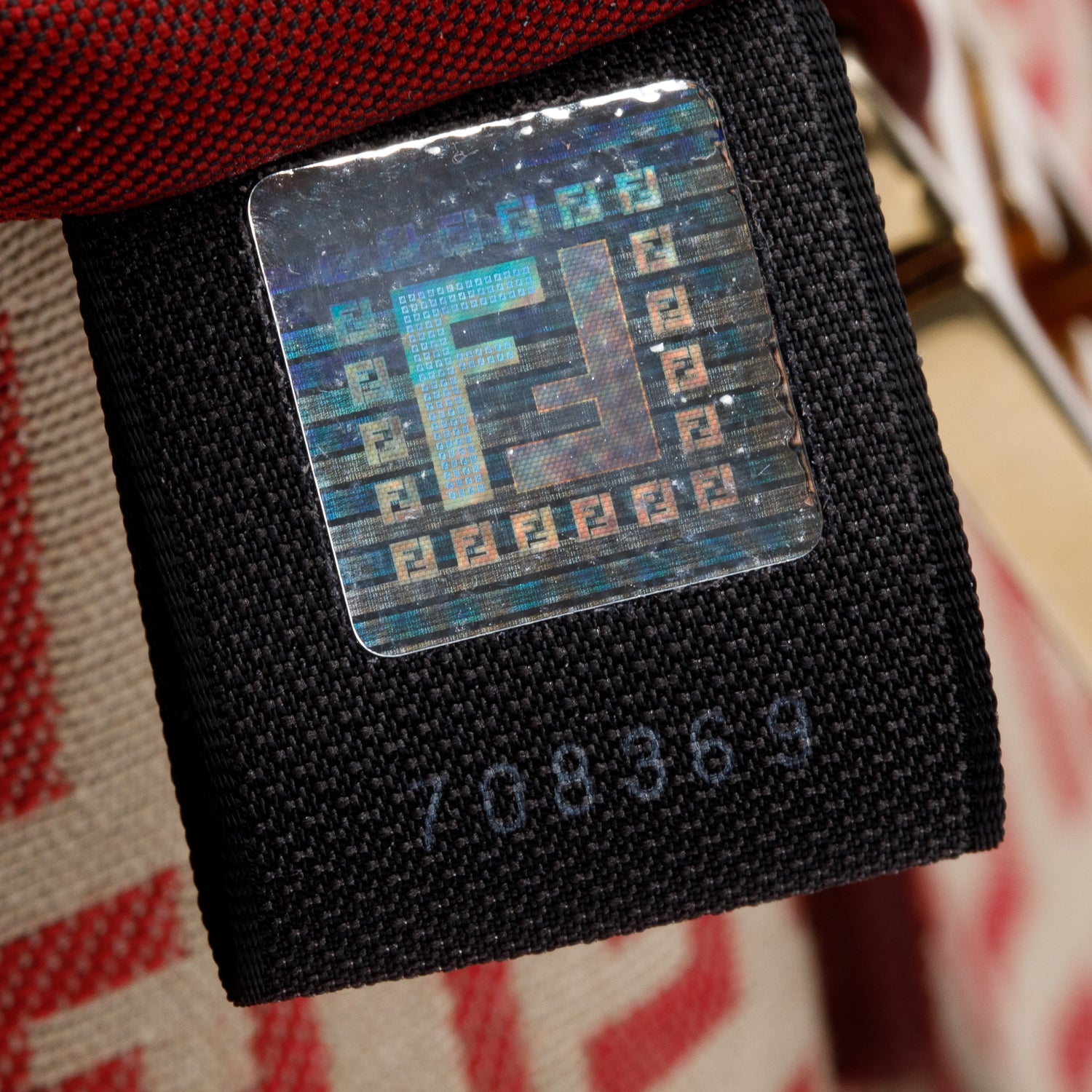 Fendi Red Zucchino FF Canvas Vintage Tote