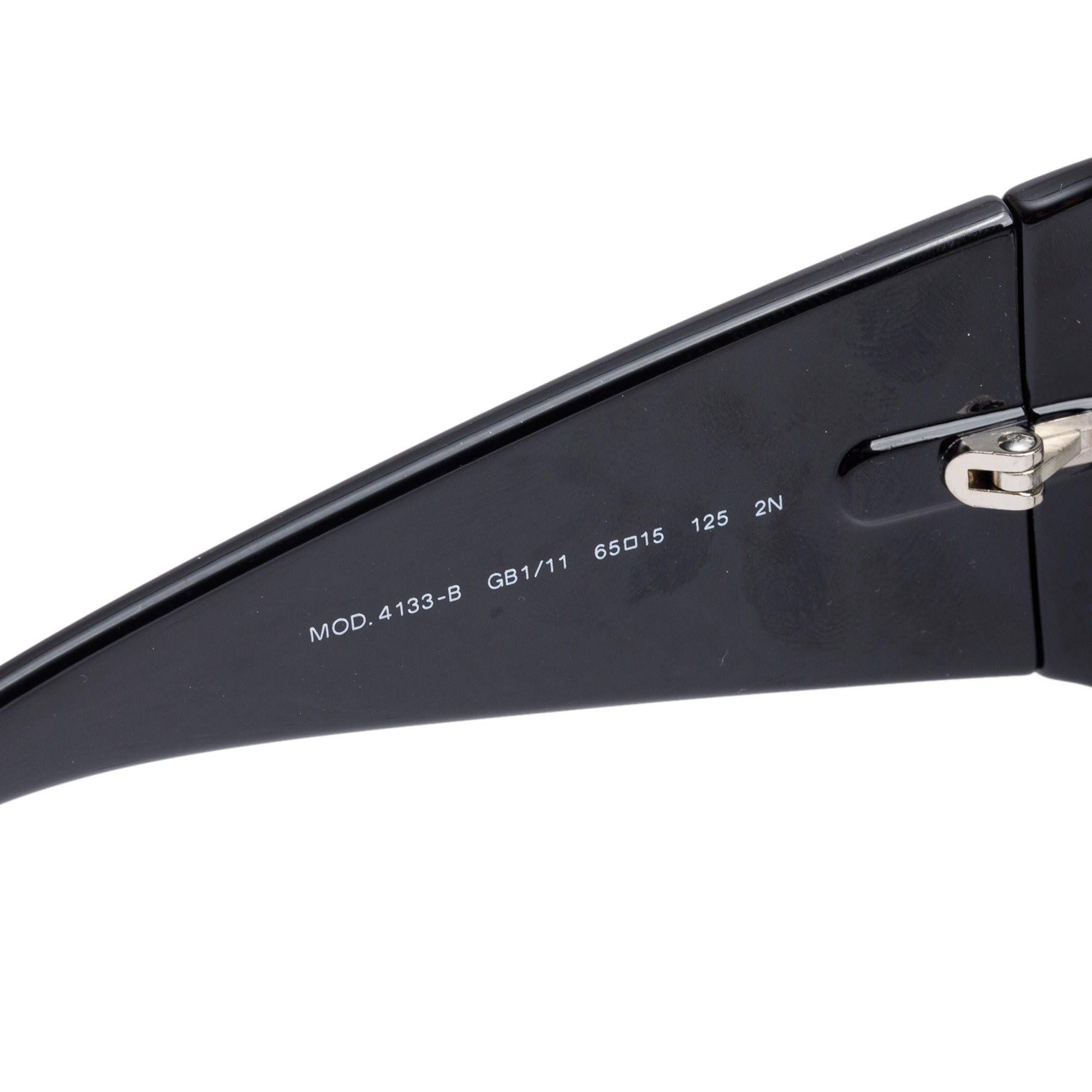 Versace 4133-B Black Acetate Crystal Accent Shield Sunglasses