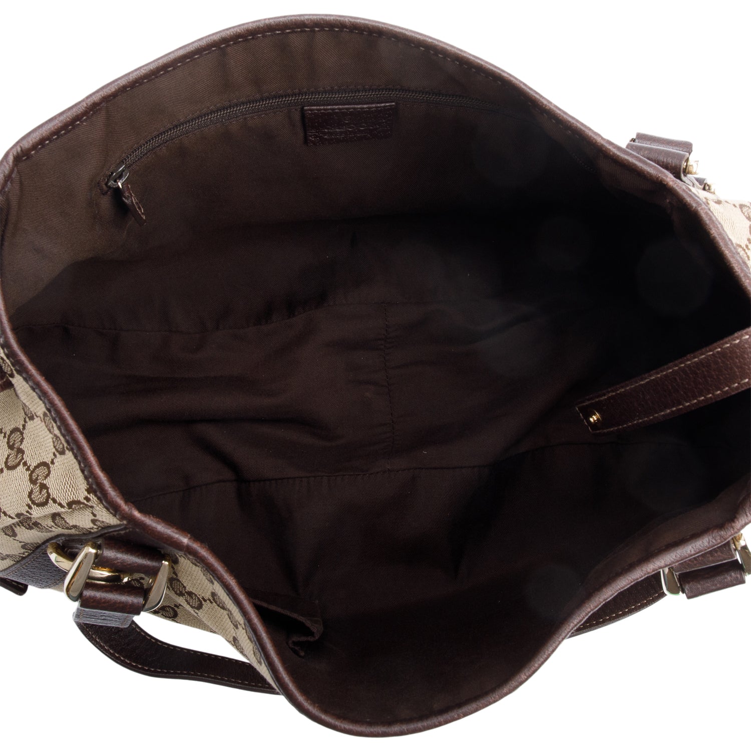 Gucci Brown Leather Trim Medium GG Canvas Abbey Shoulder Bag