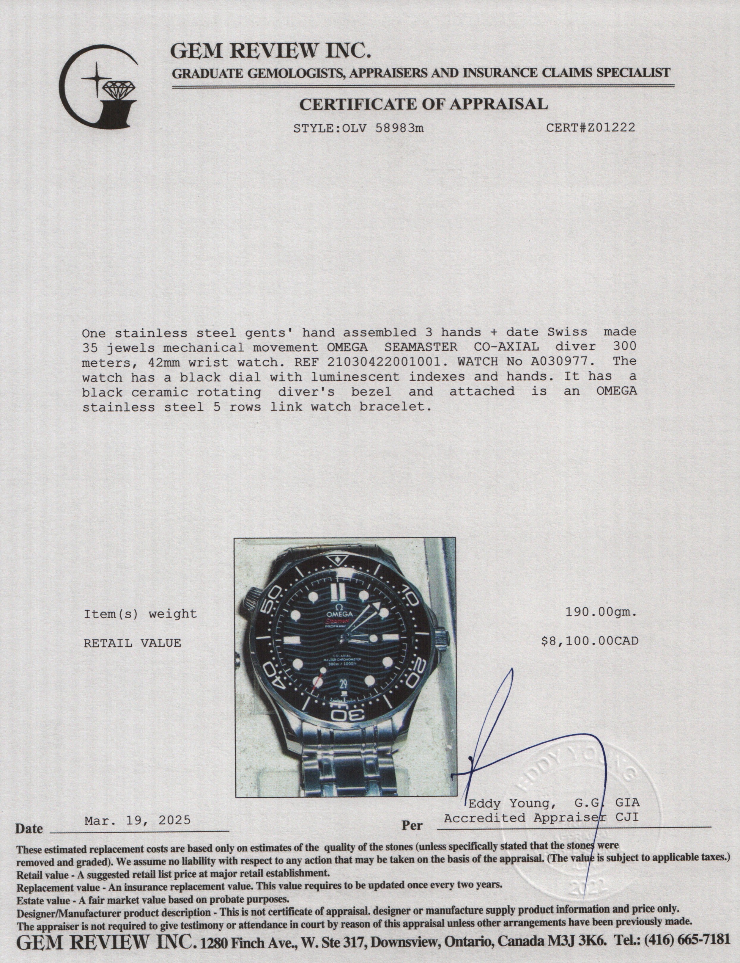 Omega 2023 Stainless Steel Seamaster Diver 300M Co-Axial Chronometer 42 MM Watch w/ Box & Papers