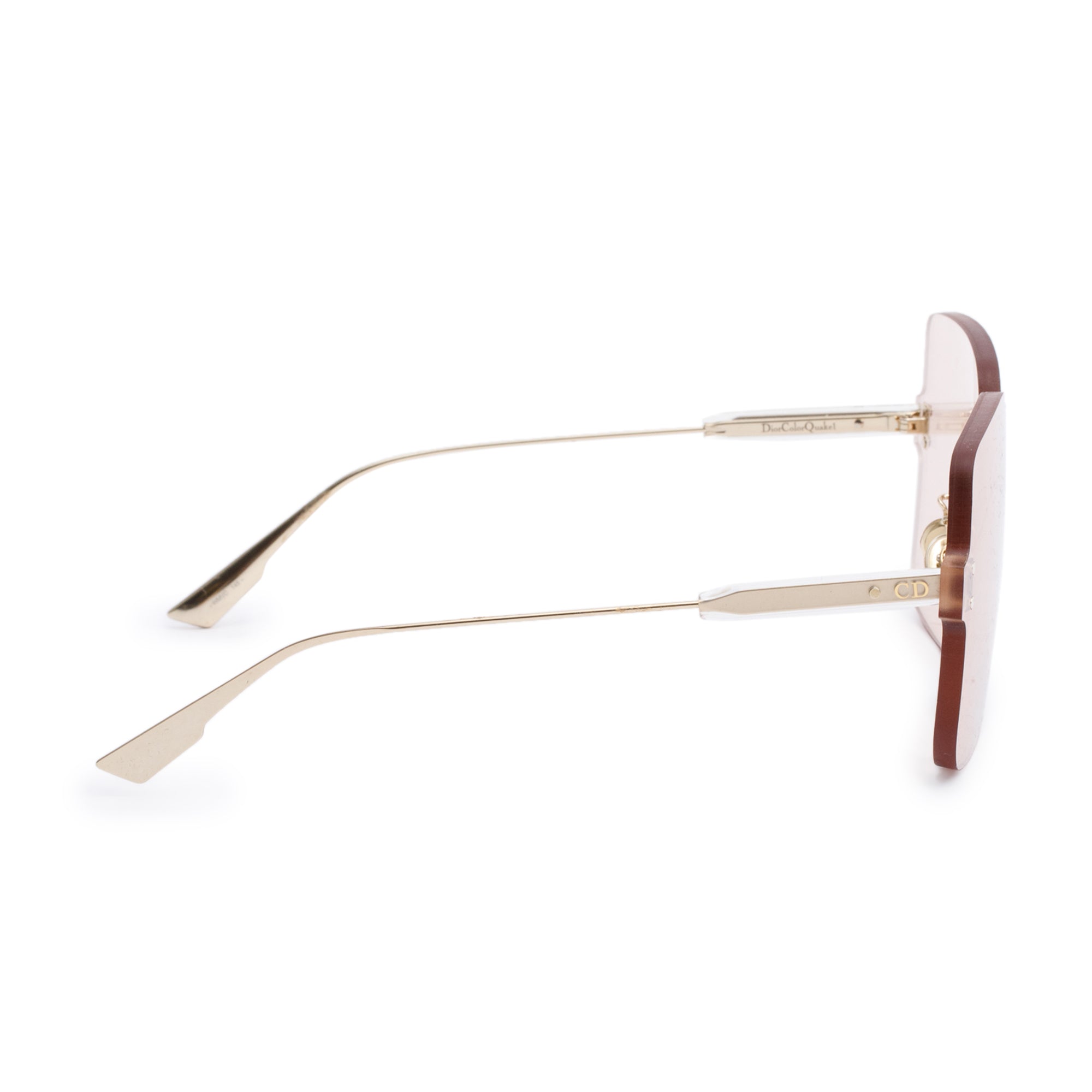 Christian Dior Gold Tone Metal Rimless DiorColorQuake1 Square Sunglasses w/ Authenticity Card, Box & Case