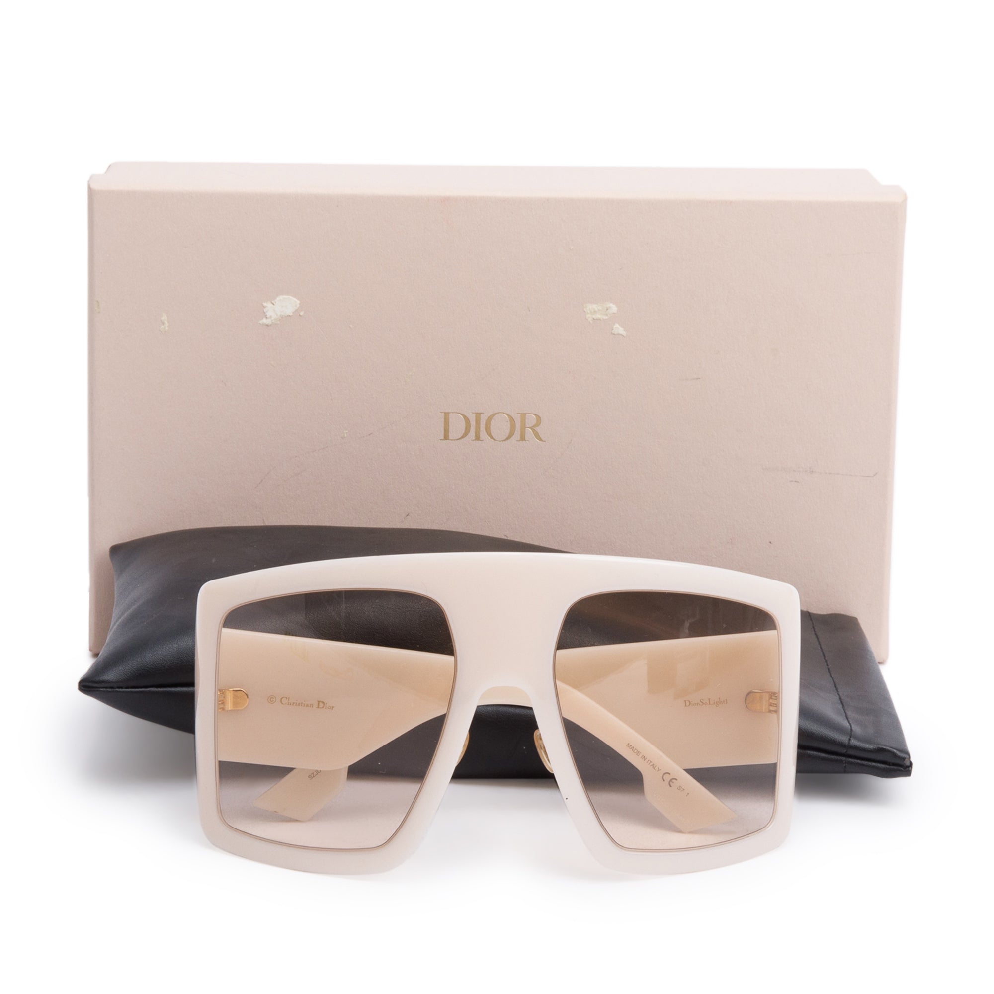 Christian Dior Pink Acetate DiorSoLight1 Oversize Shield Sunglasses w/ Authenticity Card, Box & Case