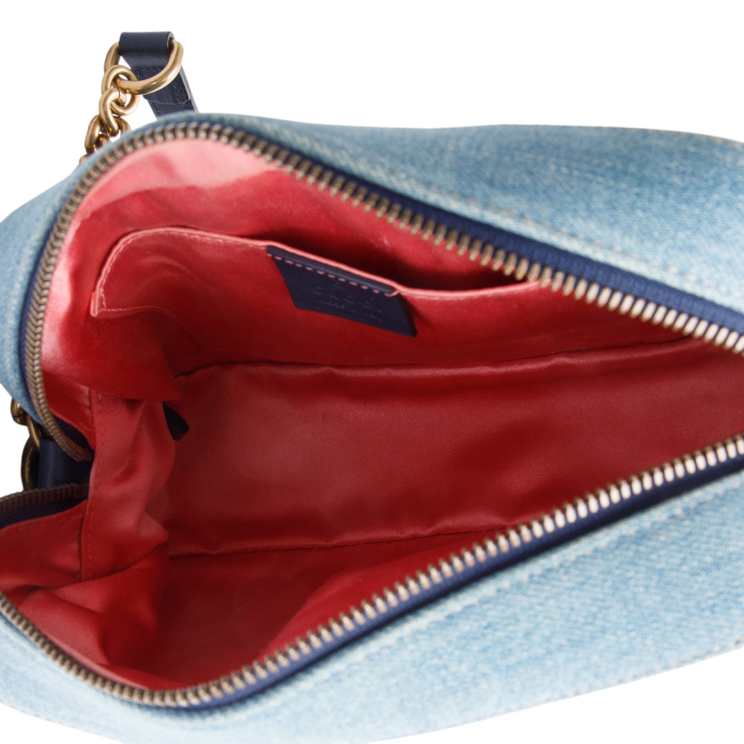 Gucci Blue Denim GG Marmont Pearly GG Small Shoulder Bag w/ Box