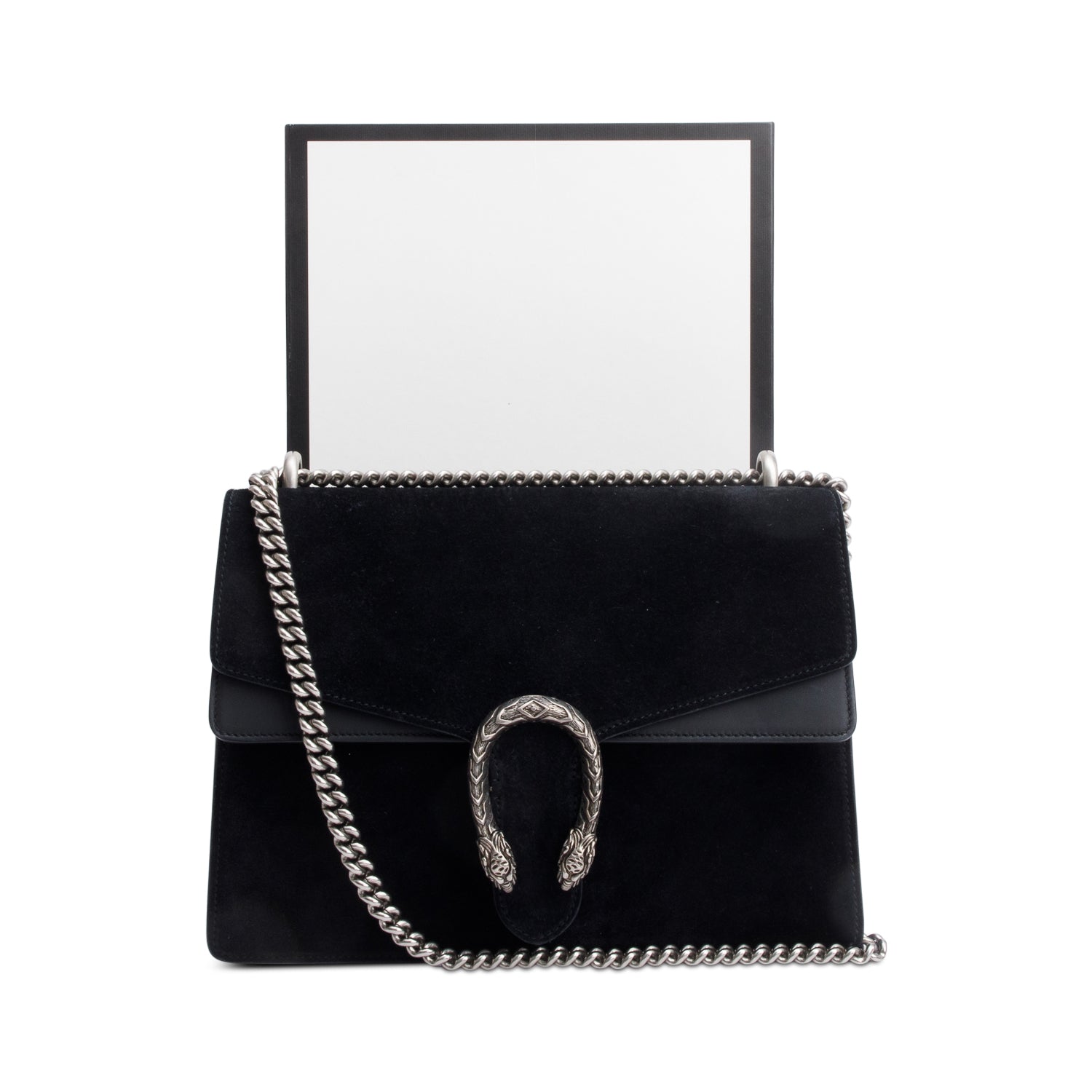 Gucci Black Suede Dionysus Medium Shoulder Bag w/ Box