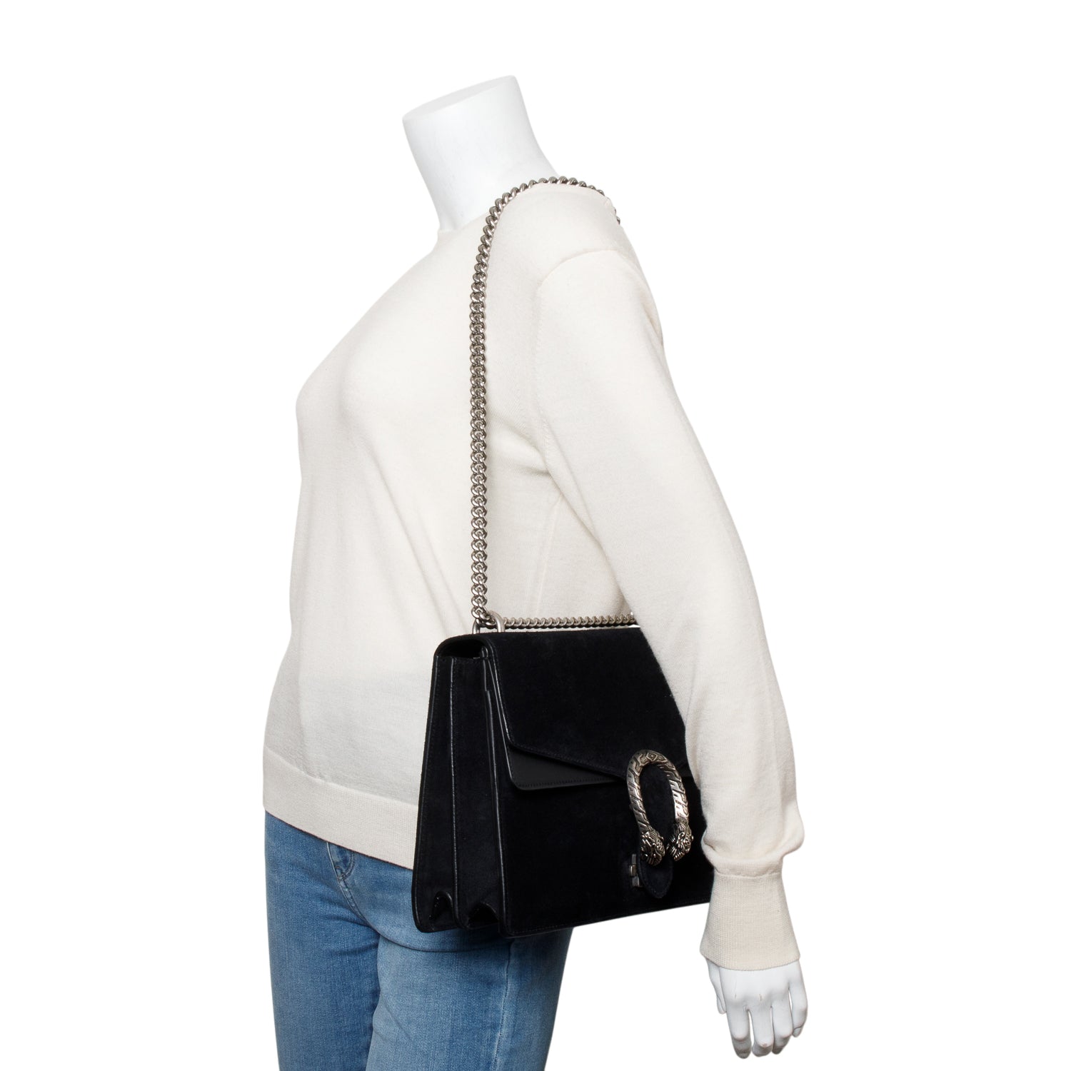 Gucci Black Suede Dionysus Medium Shoulder Bag w/ Box