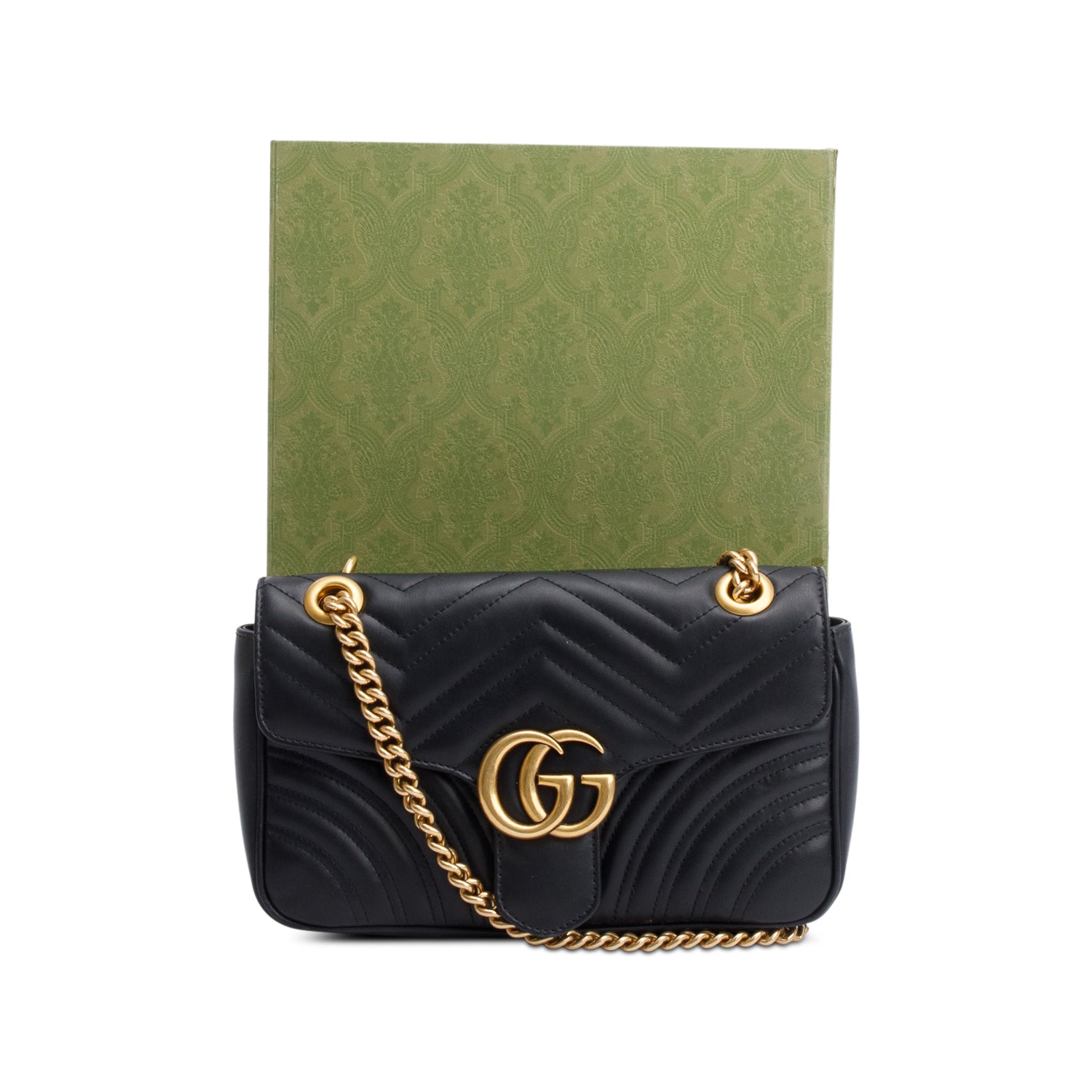 Gucci 2023 Black GG Marmont Matelasse Small Shoulder Bag w/ Box