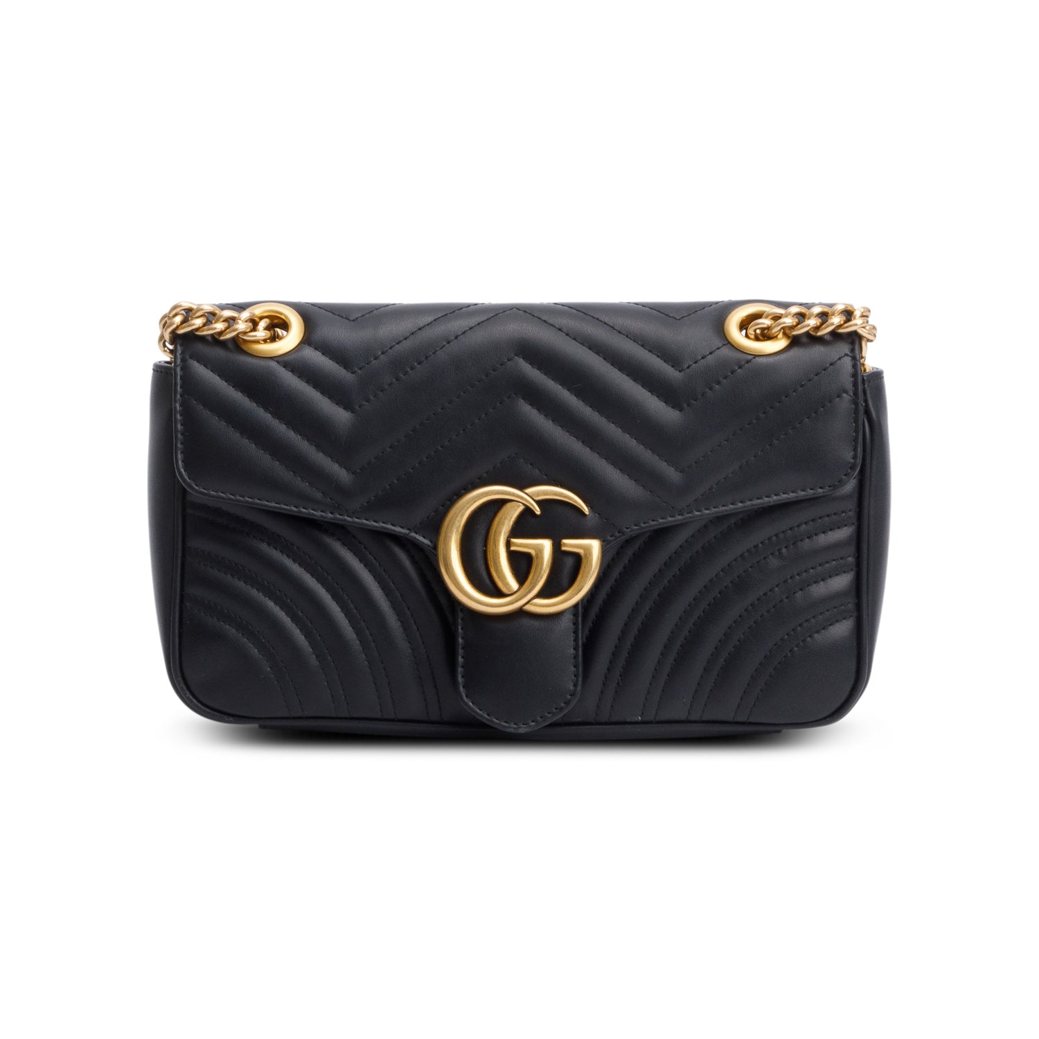 Gucci 2023 Black GG Marmont Matelasse Small Shoulder Bag w/ Box