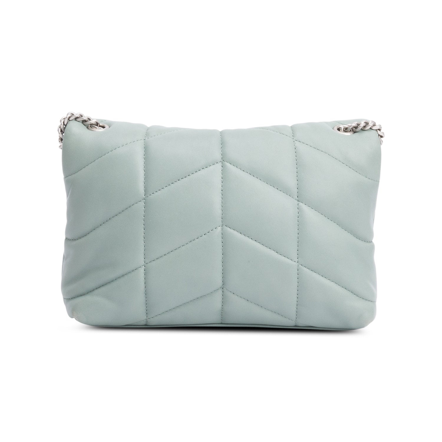 Saint Laurent 2022 Grey Lambskin Leather Toy Puffer Shoulder Bag