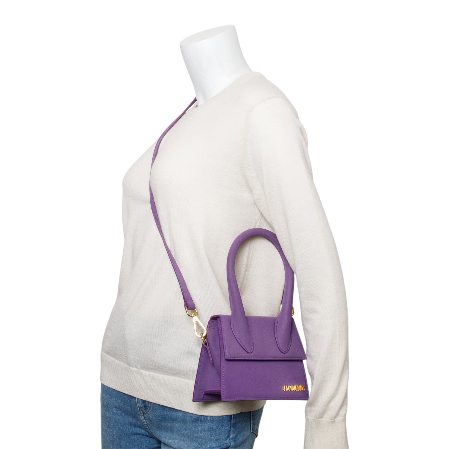 Jacquemus Purple Leather Le Chiquito Moyen Bag w/ Strap