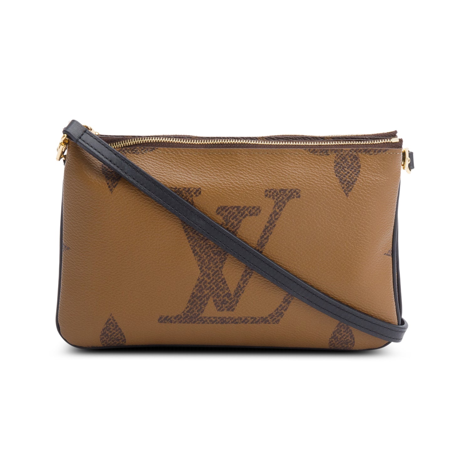 Louis Vuitton Monogram Giant Reverse & Monogram Double Zip Pochette w/ Strap