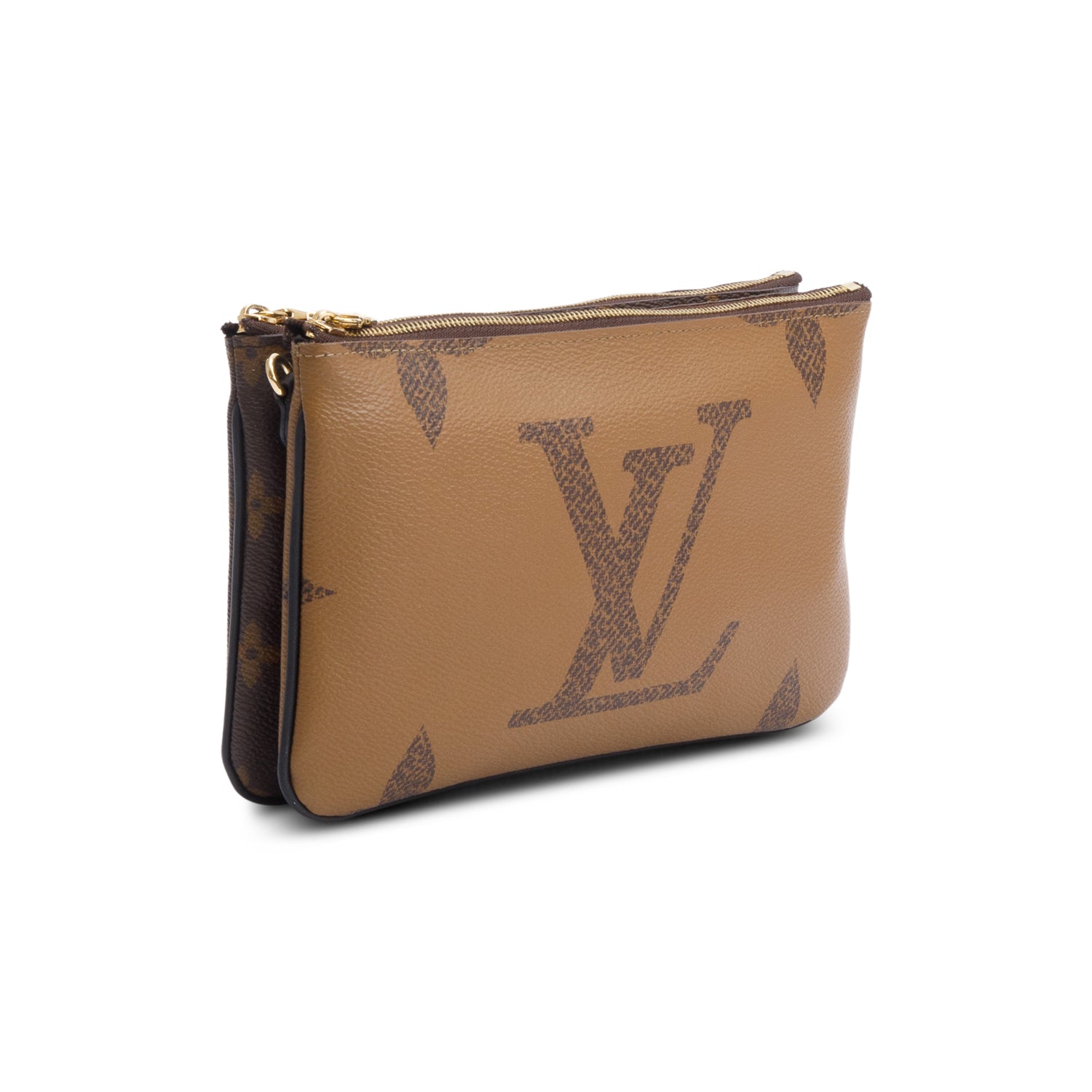 Louis Vuitton Monogram Giant Reverse & Monogram Double Zip Pochette w/ Strap