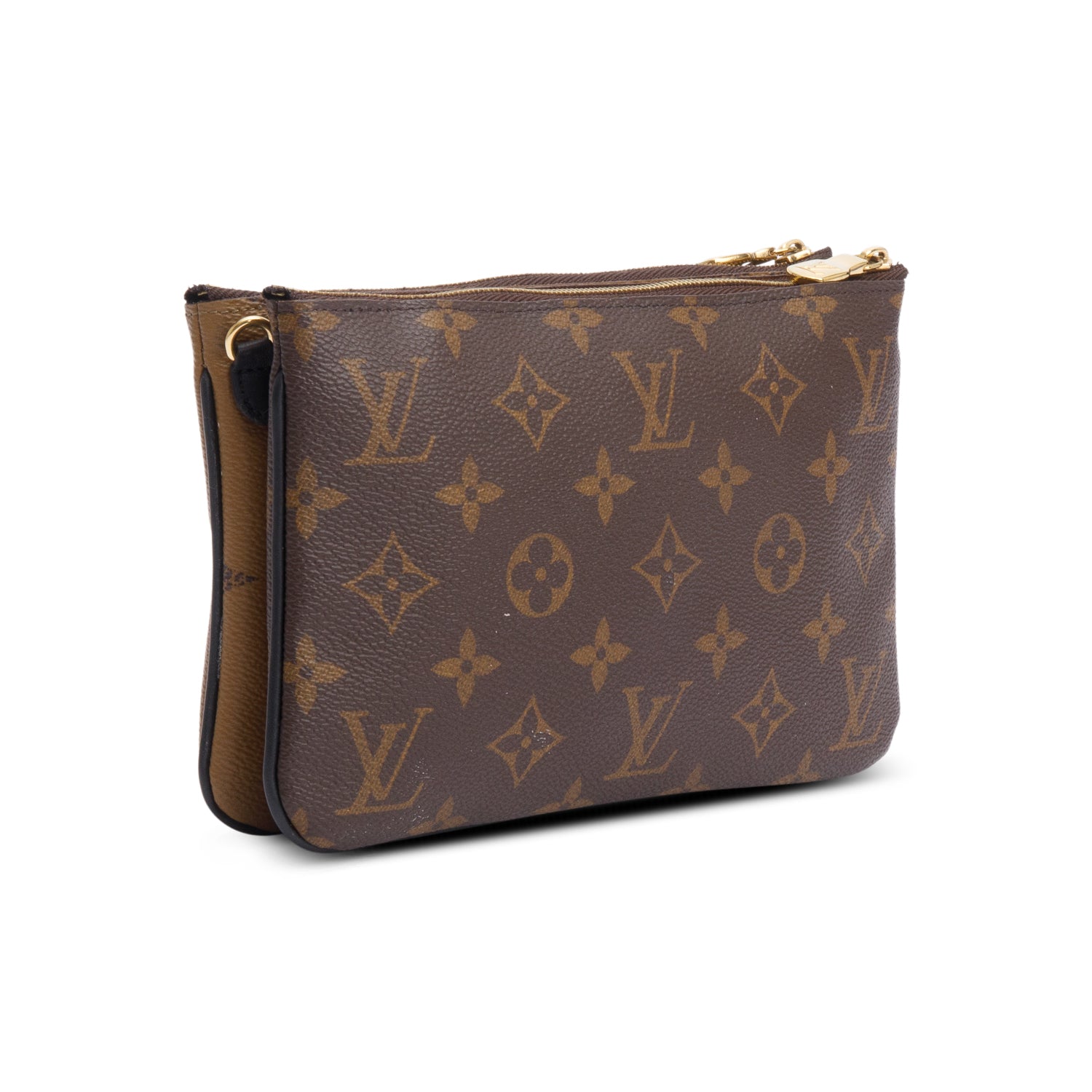 Louis Vuitton Monogram Giant Reverse & Monogram Double Zip Pochette w/ Strap