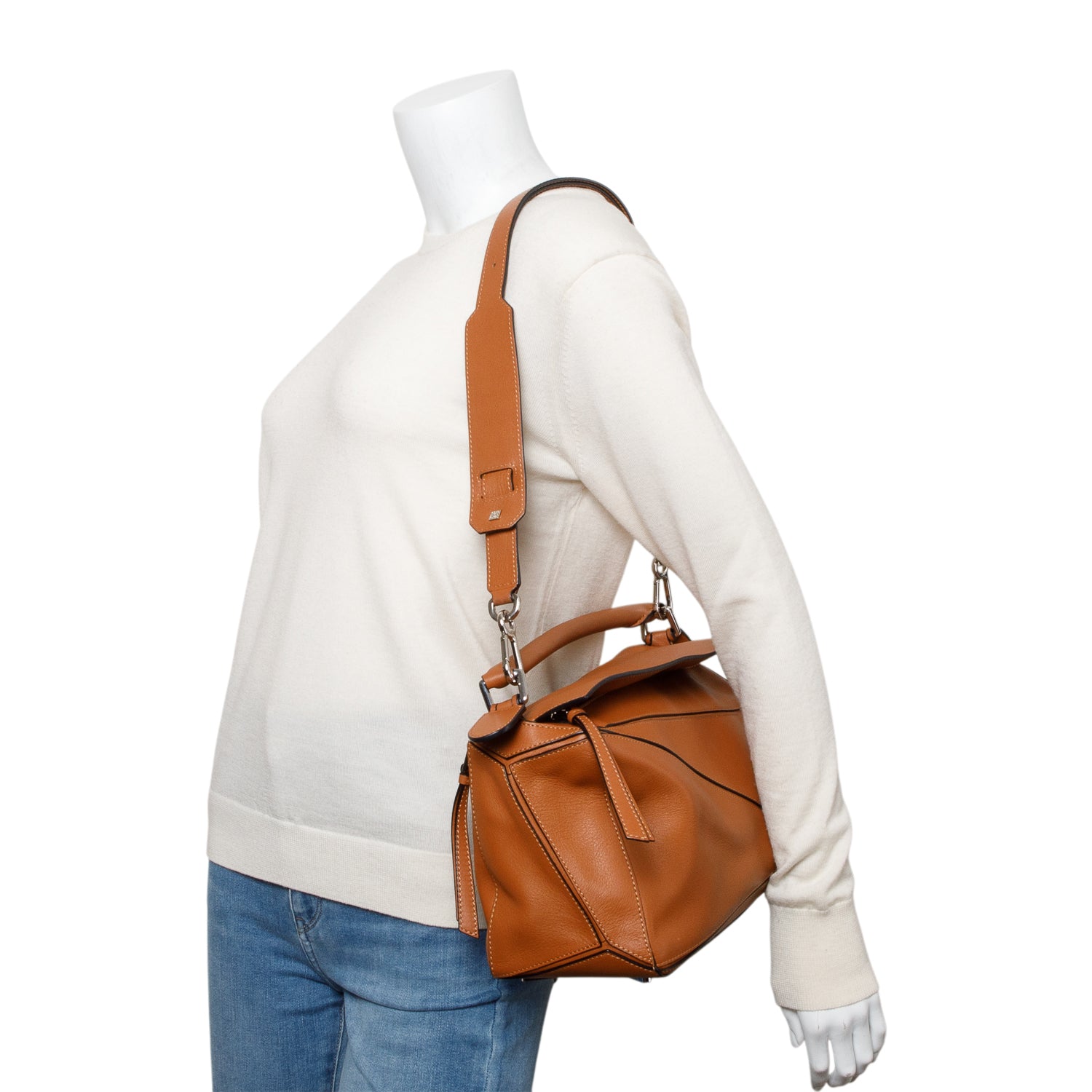 Loewe Tan Classic Calfskin Leather Medium Puzzle Edge Bag