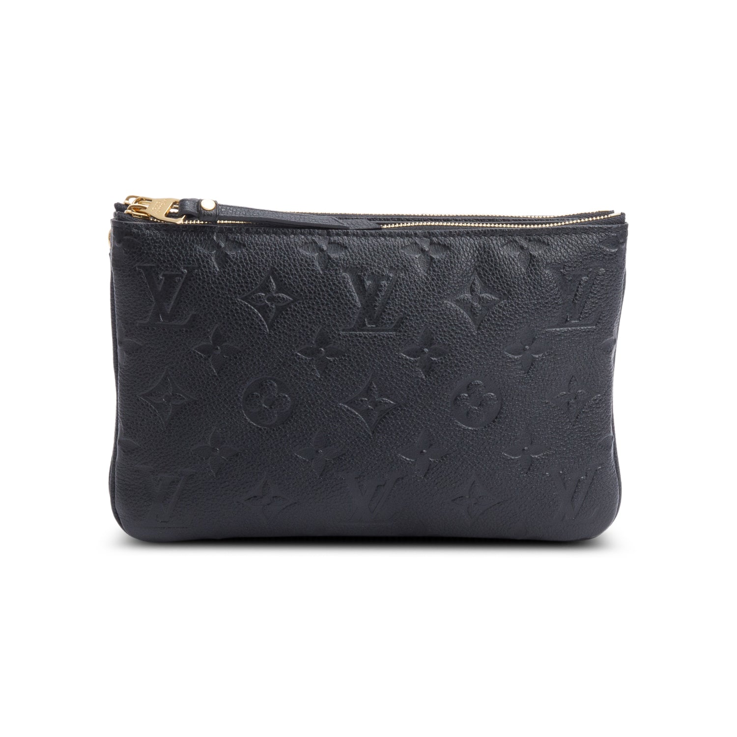Louis Vuitton Black Monogram Empreinte Double Zip Pochette w/ Strap