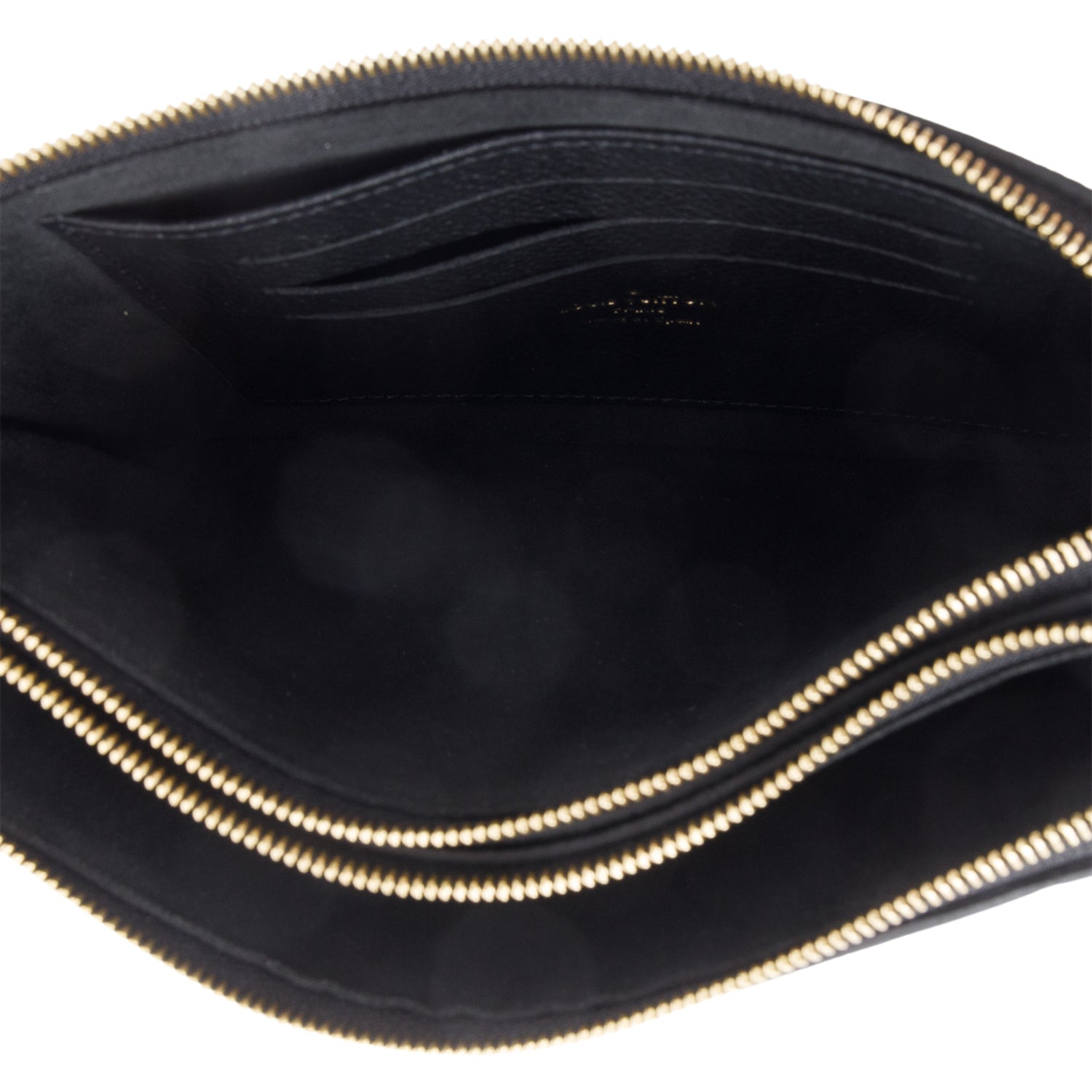 Louis Vuitton Black Monogram Empreinte Double Zip Pochette w/ Strap
