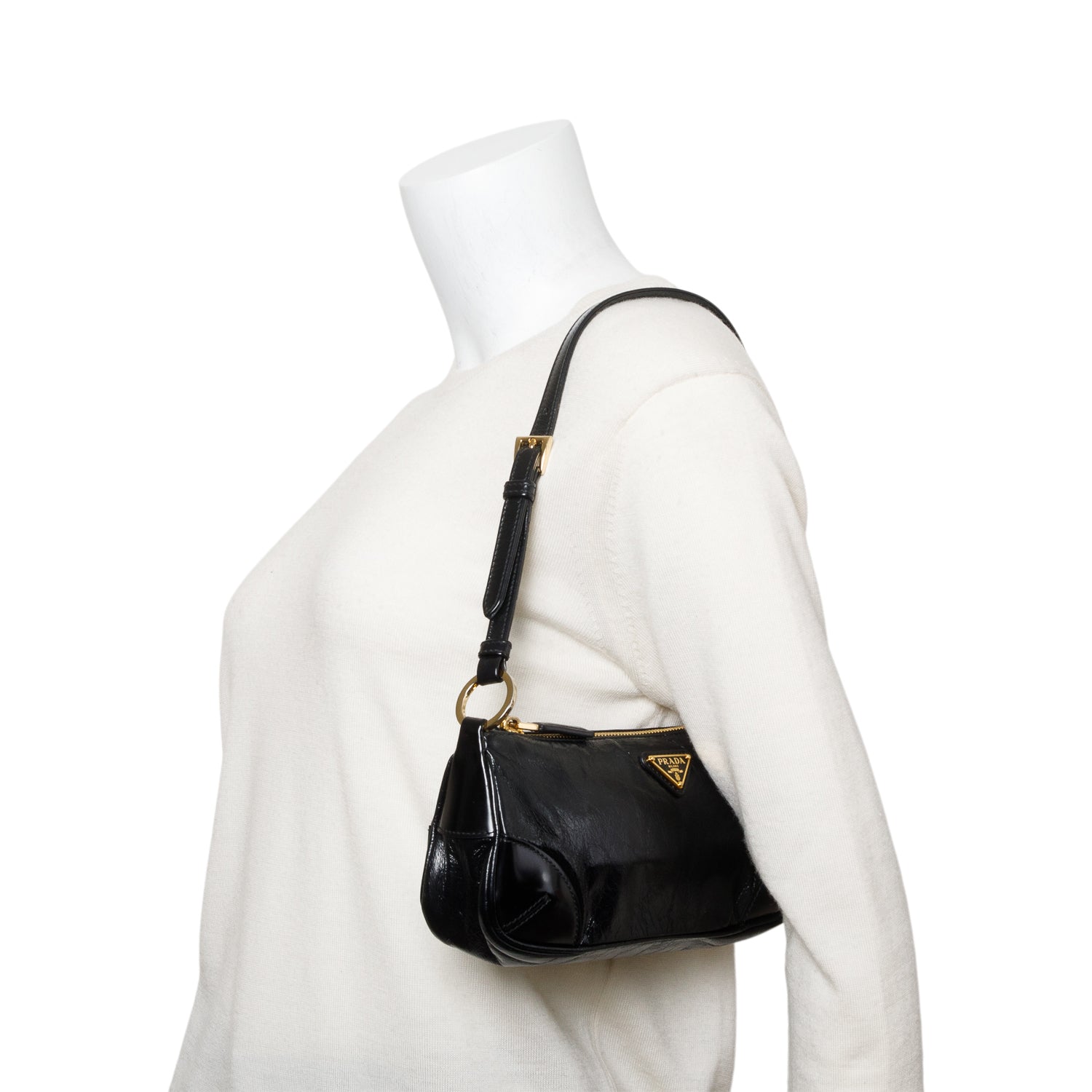 Prada Black Re-Edition 2002 Small Leather Shoulder Bag