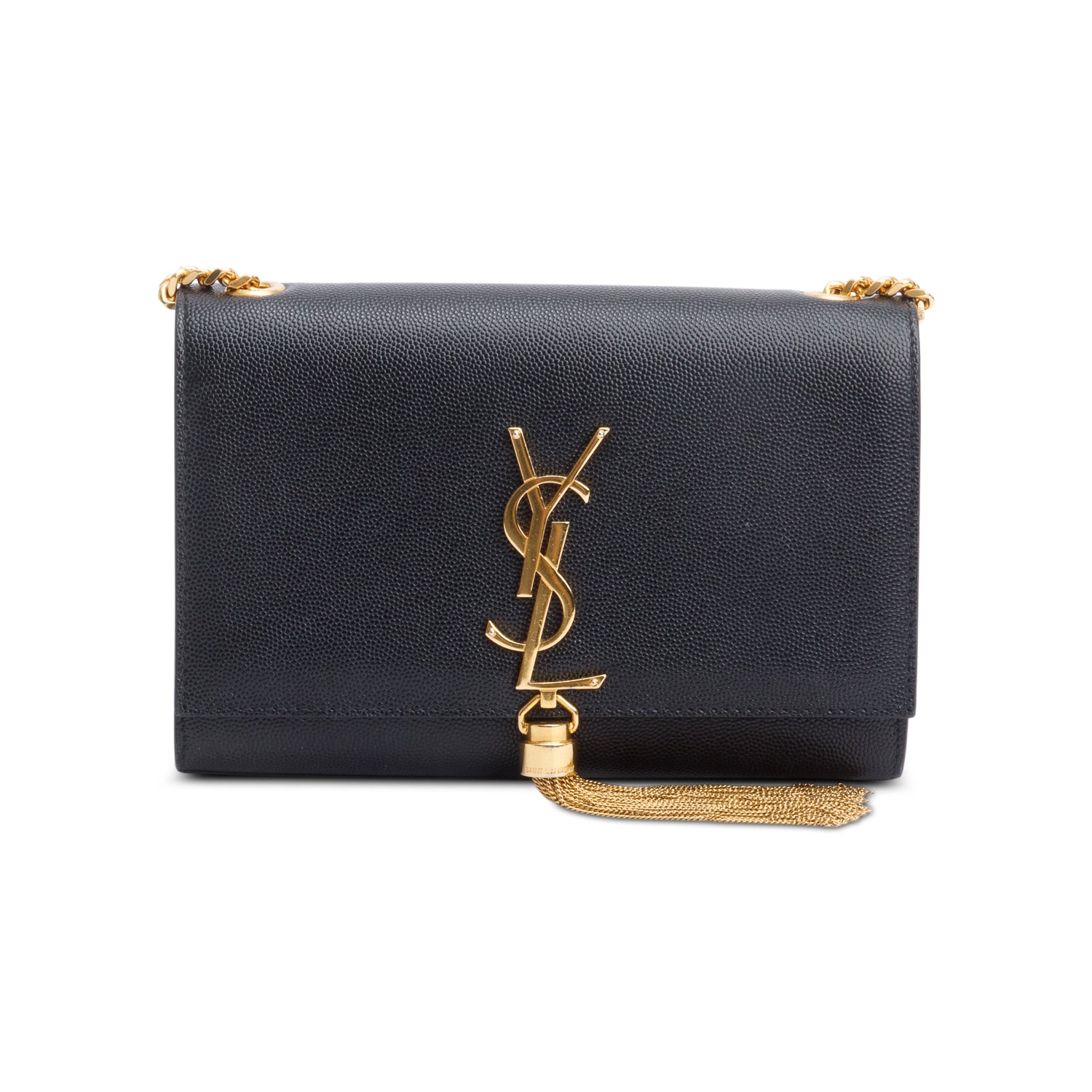 Saint Laurent Black Grained De Poudre Leather Small Kate Tassel Bag
