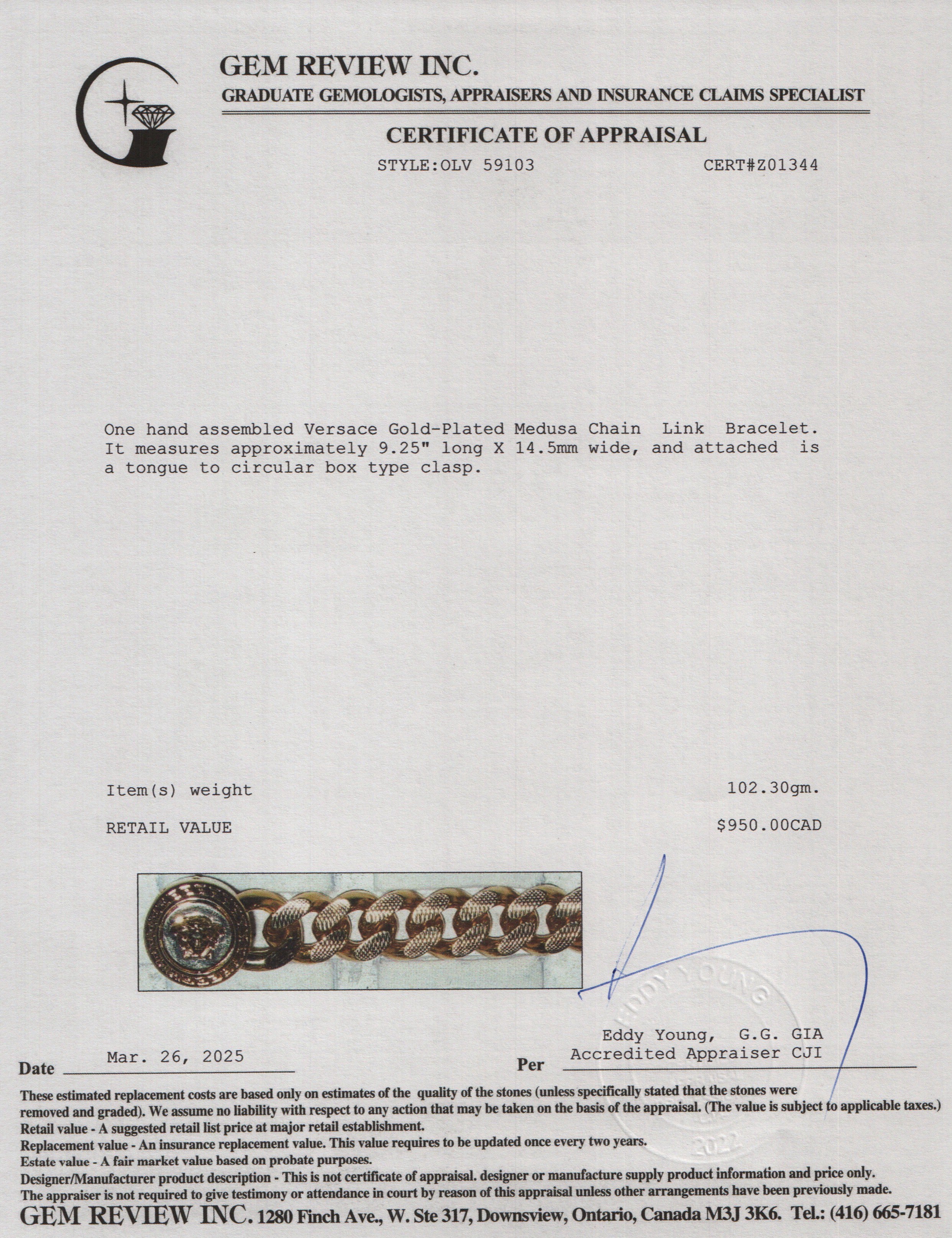 Versace Gold-Plated Medusa Chain Link Bracelet