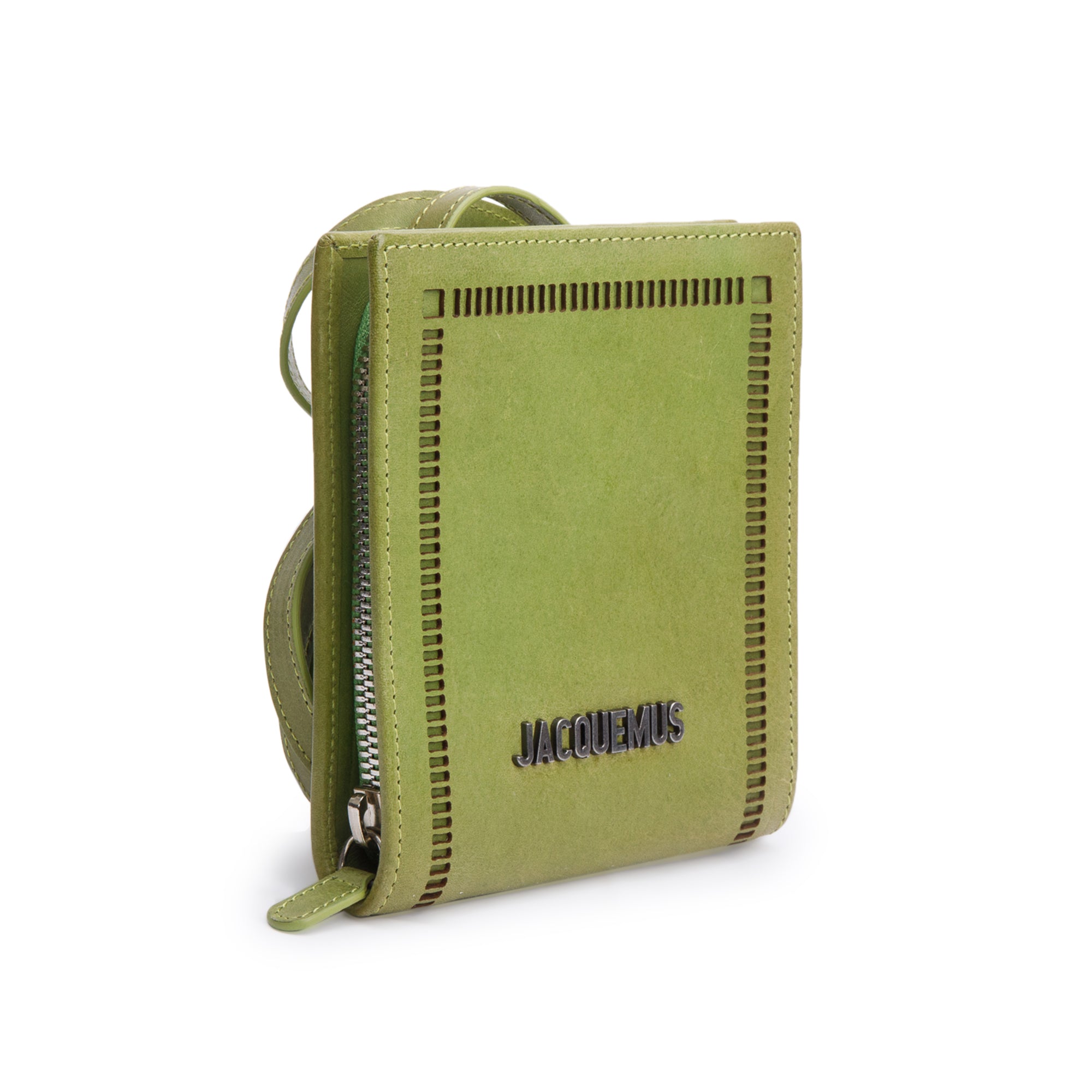 Jacquemus Green Leather Le Gadjo Wallet on Strap