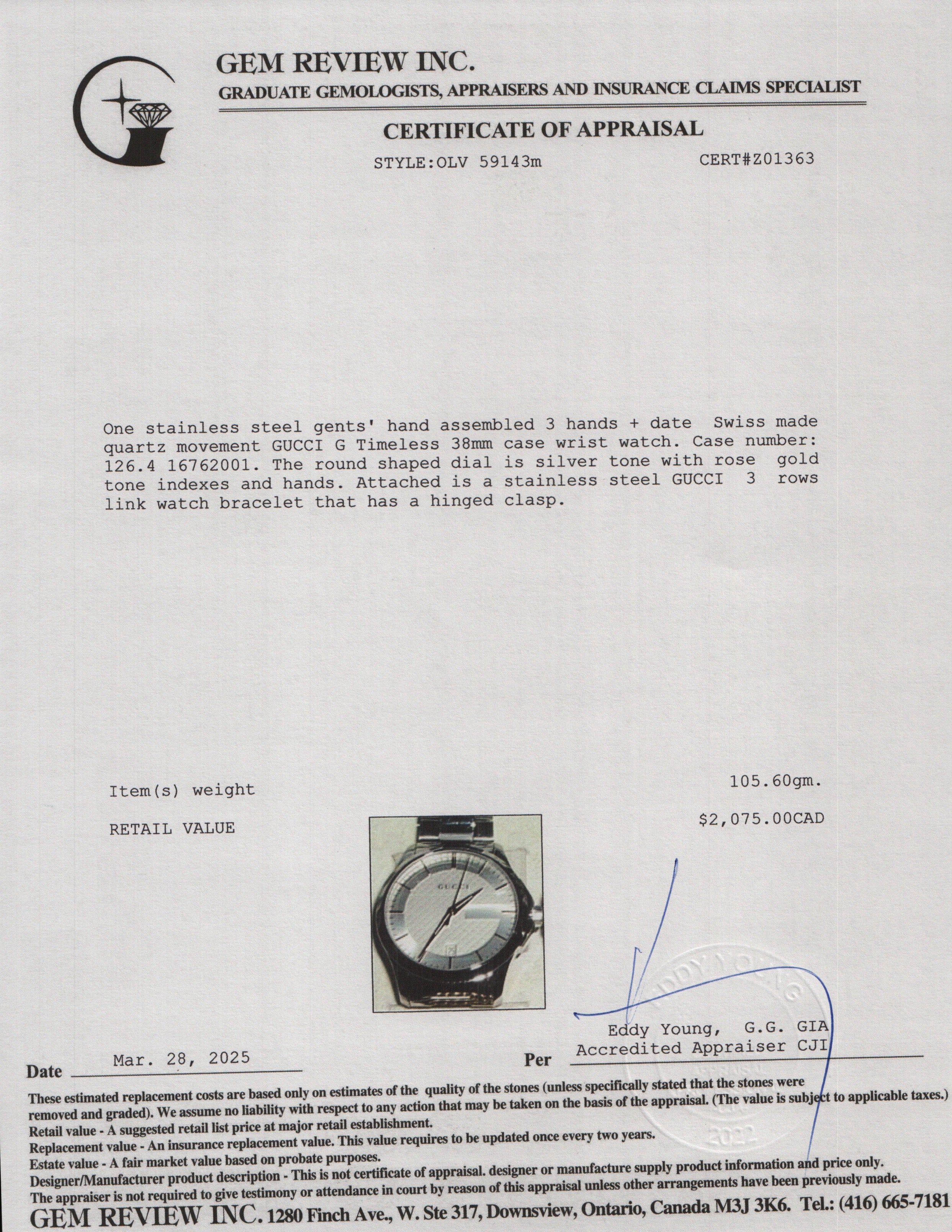 Gucci Stainless Steel G-Timeless 38 MM Quartz Watch