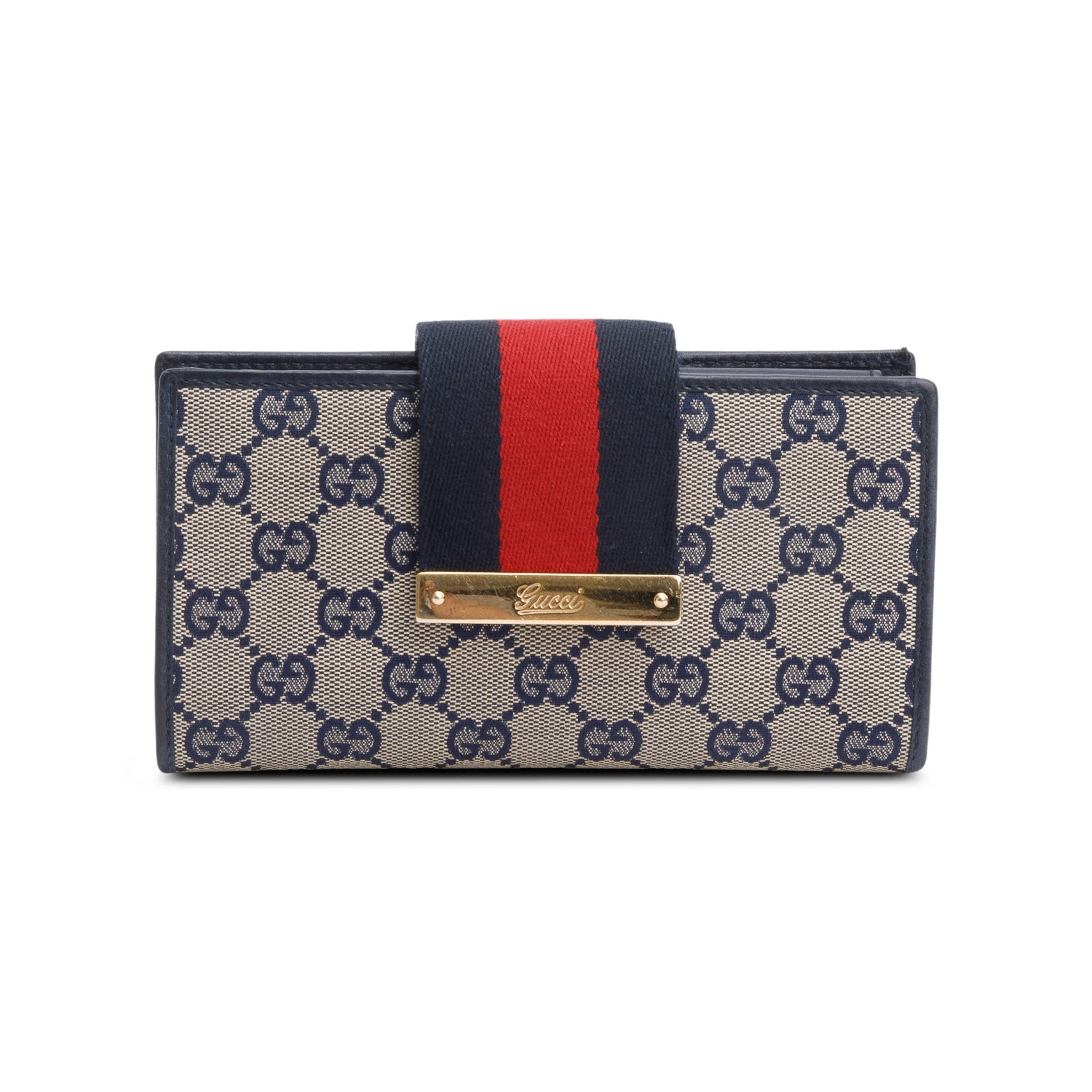 Balenciaga Grey GG Canvas Web Continental Wallet