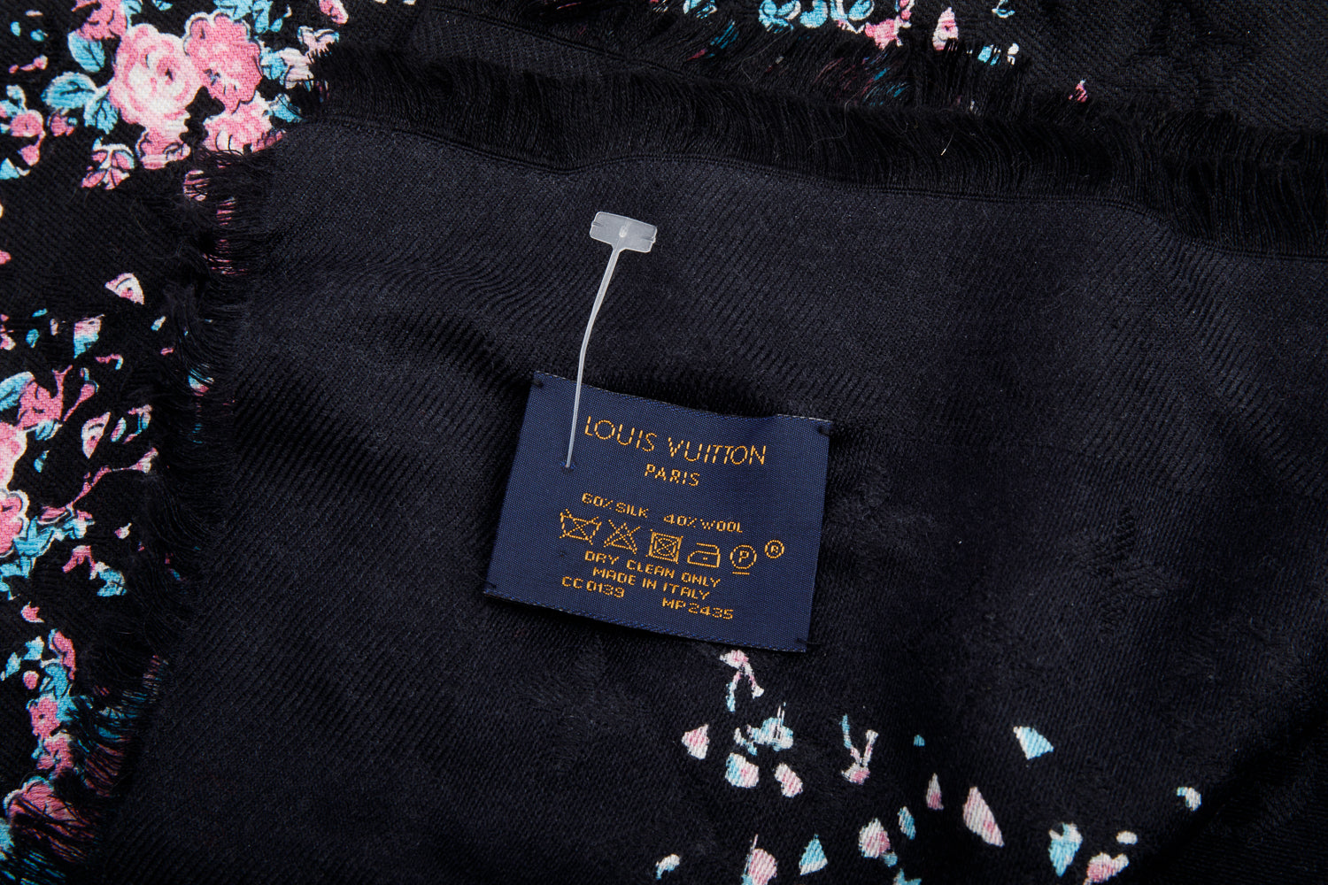 Louis Vuitton Black Multicolor Monogram Silk/Wool LVberty Shawl Scarf
