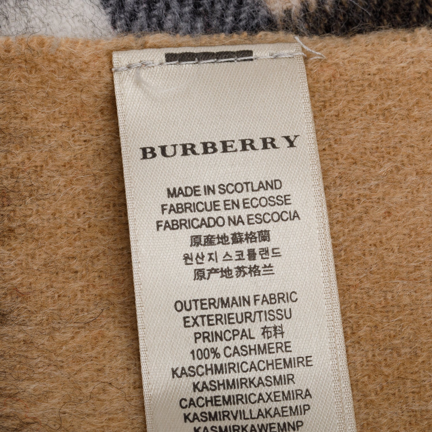 Burberry Beige Giant House Check Cashmere Scarf