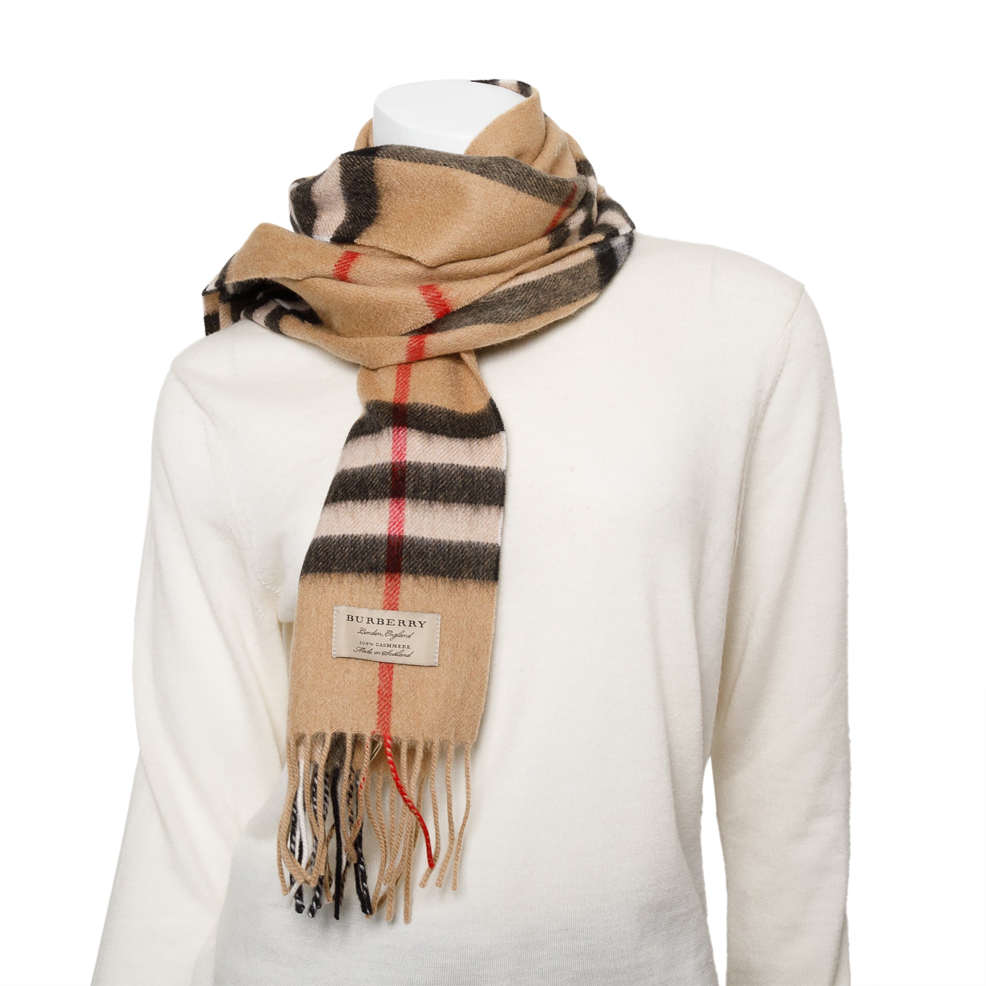 Burberry Beige Giant House Check Cashmere Scarf
